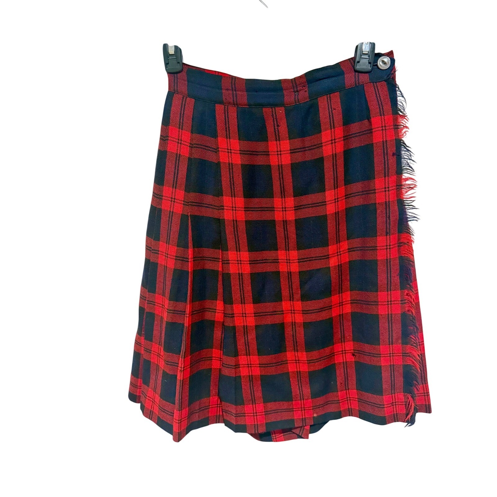 Vintage Abercrombie & Fitch Florence Walsh Plaid Fringe Kilt Skort Red