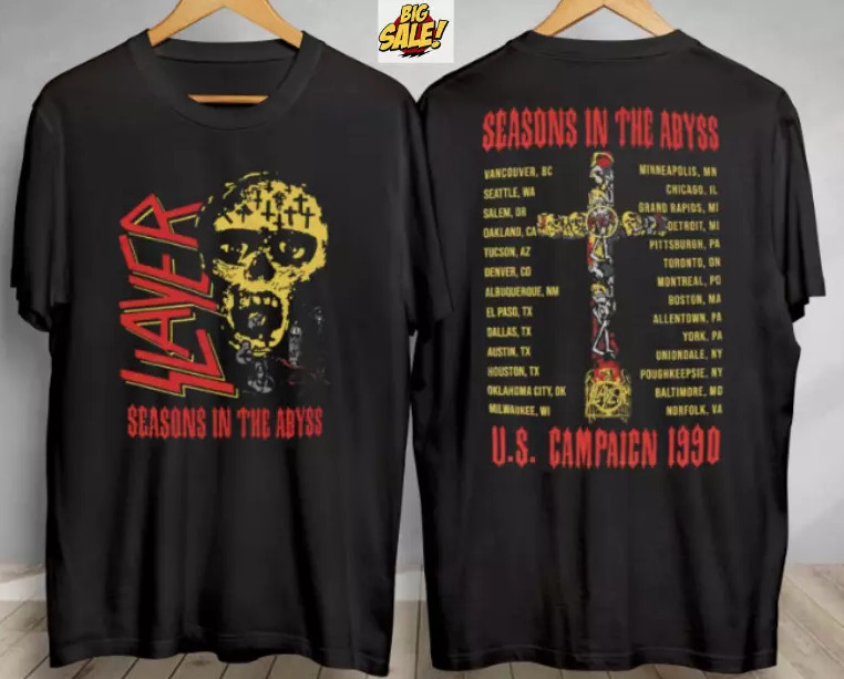 1990 Tour Abyss Vintage Slayer Seasons Shirt Concert Gift Campaicn Us Band