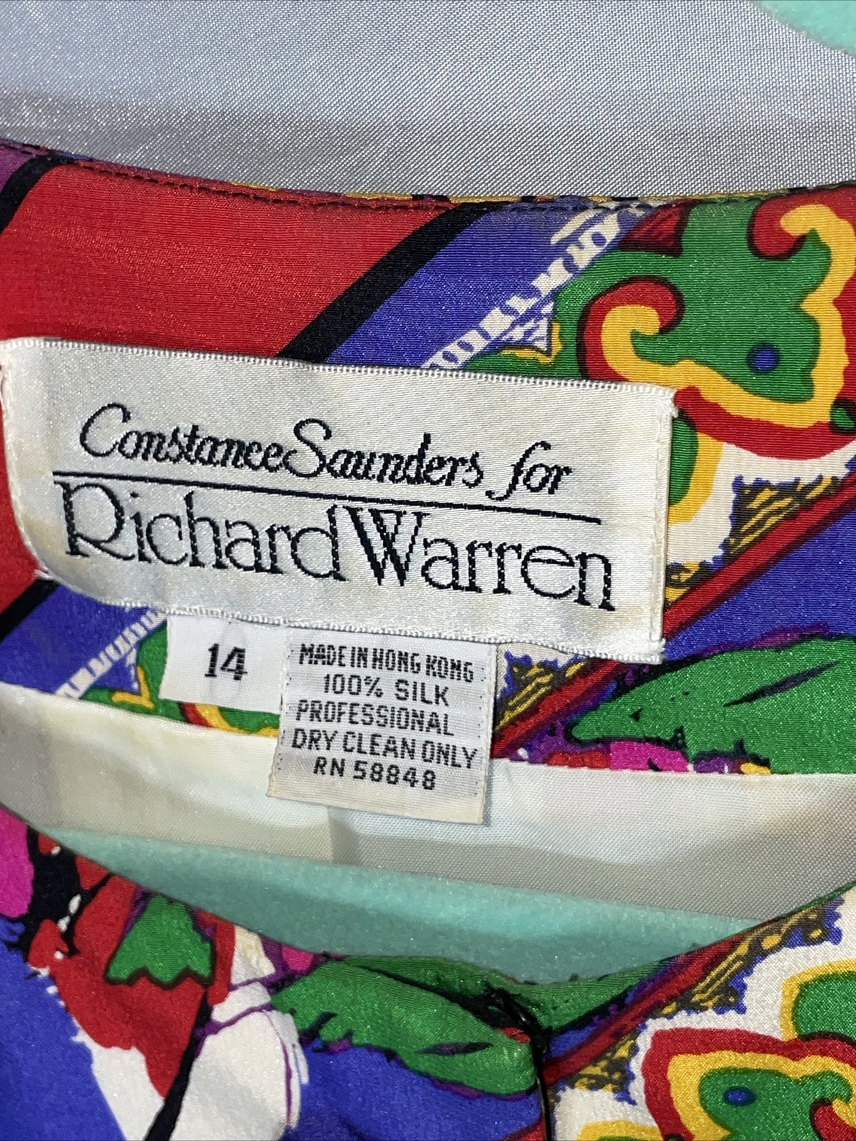 Vintage Constance Saunders Richard Warren Size 14 Silk Blazer Jacket Artsy 80s