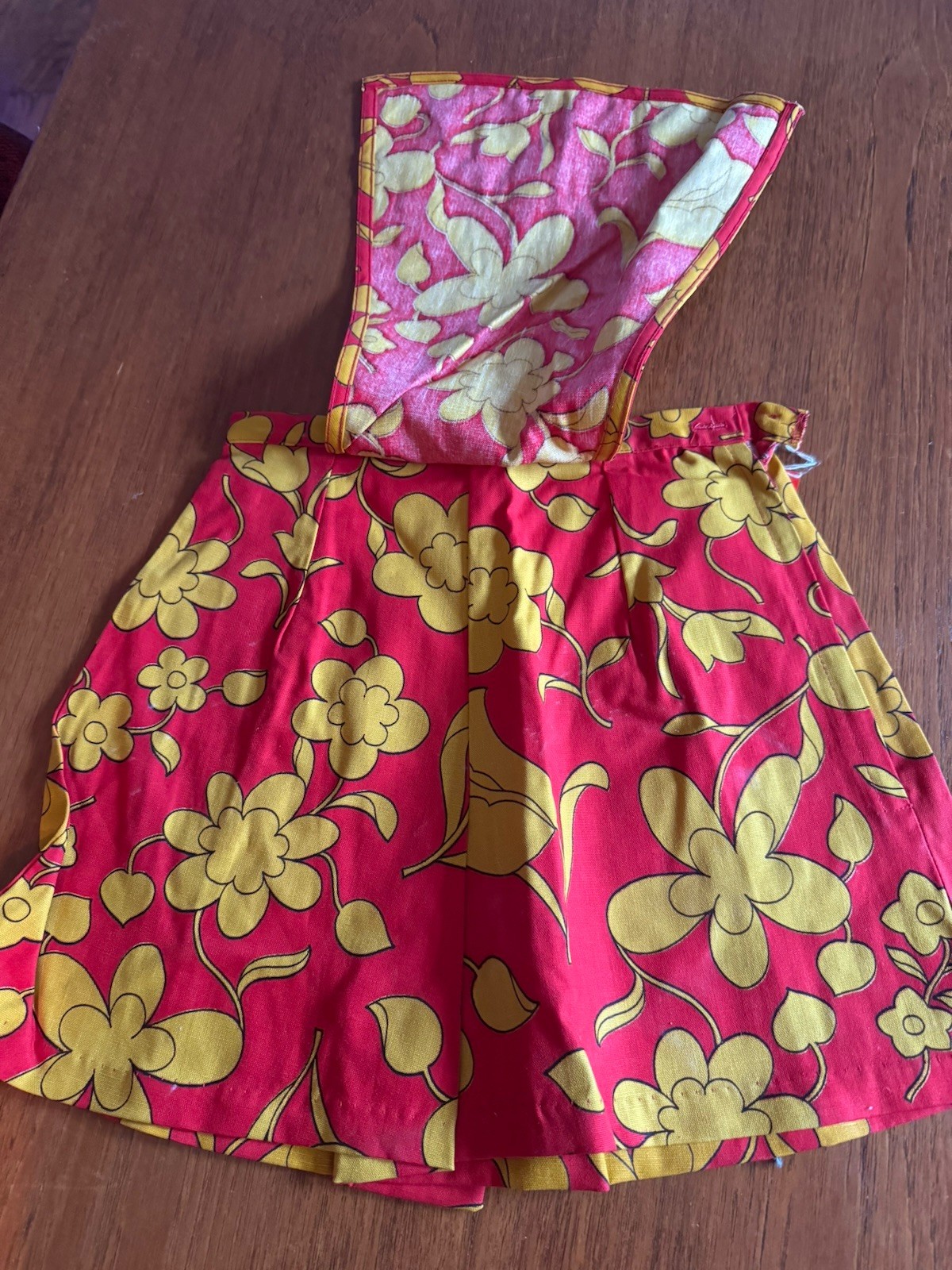 Vintage Flower Power Skort Skirt Red Yellow Hippie Mod Scooter New W/ Tags NOS