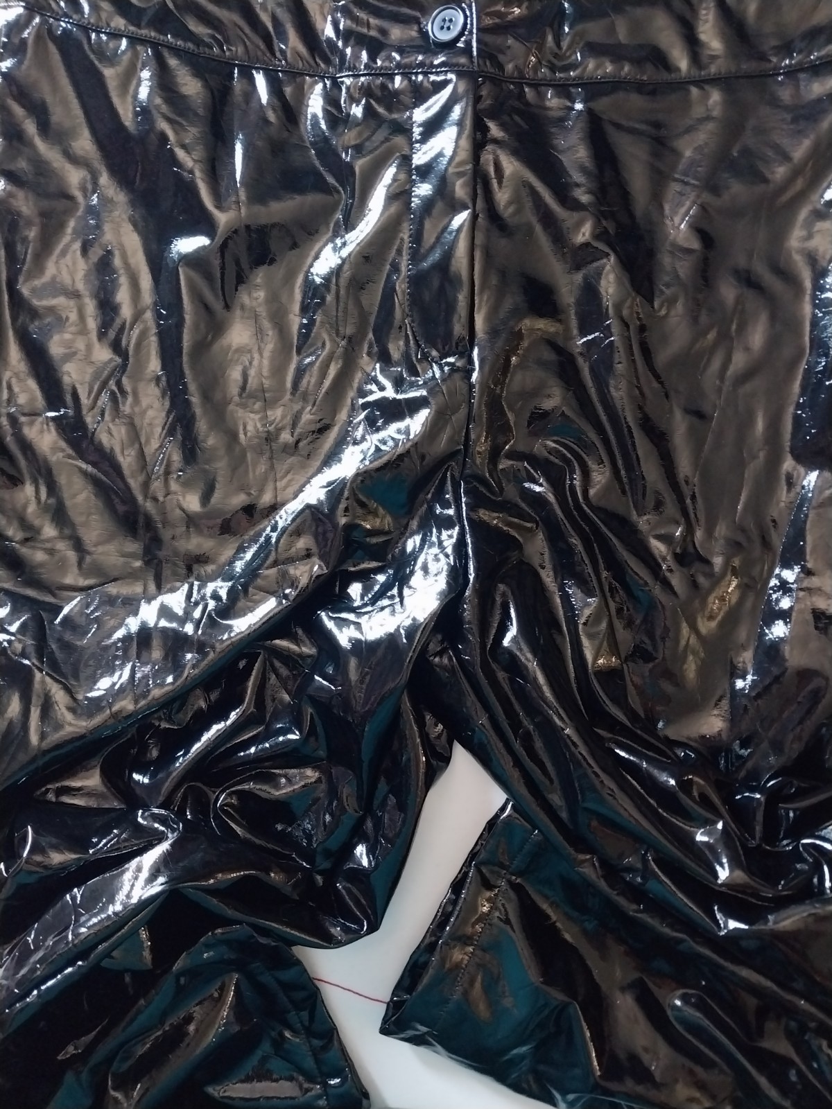 VTG RUBBA STICKY BOMBSHELL SHINY SILKY REFLECTIVE PANTS PVC VINYL GLOSSY 40/42