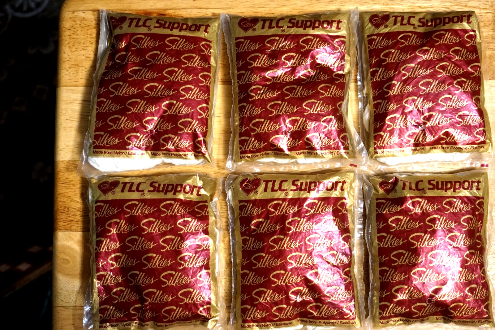 SILKIES 020304 TLC SUPPORT LOT OF SIX LARGE 'WHITE’ PANTYHOSE/NEW/NOS/USA