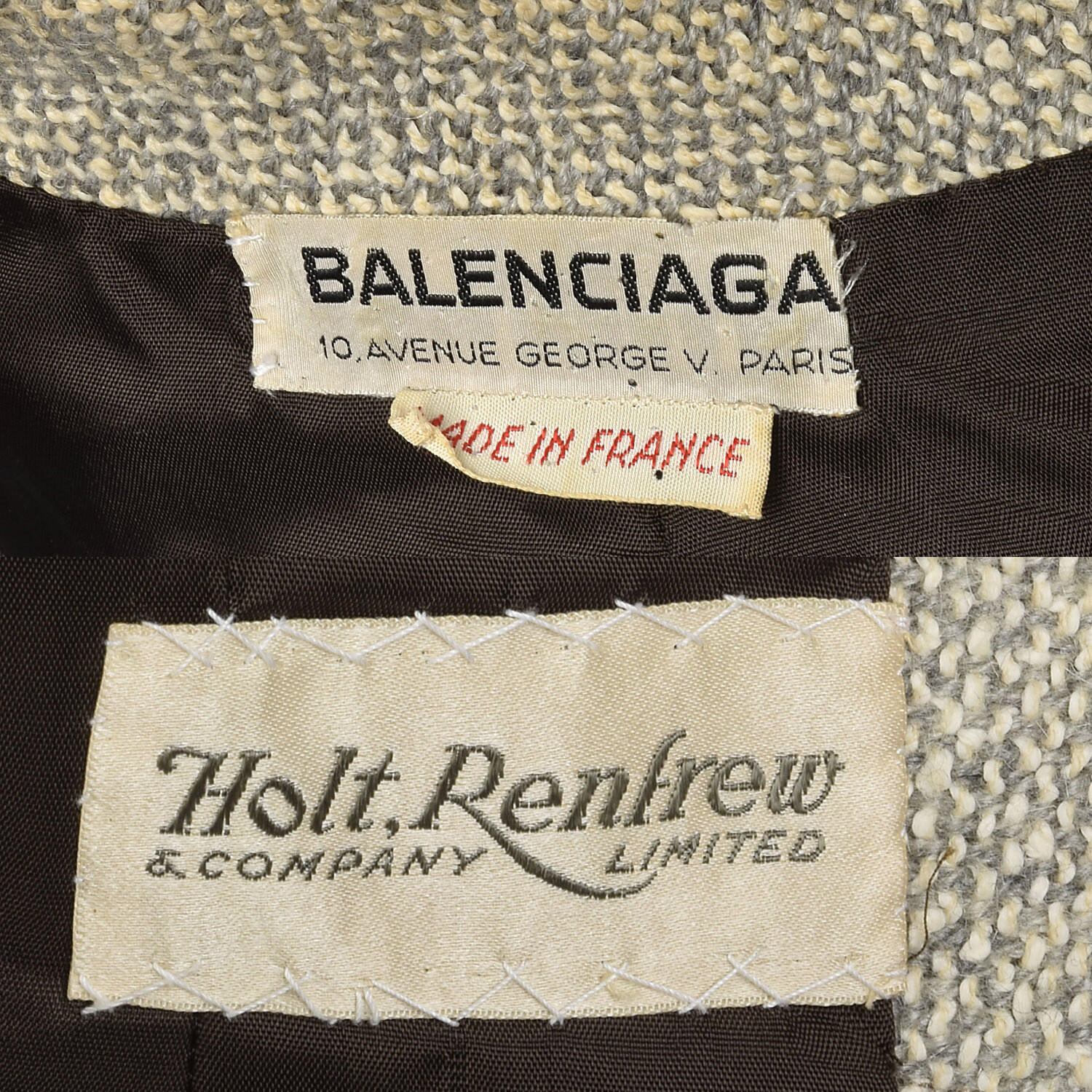 L1960s Balenciaga Haute Couture Numbered Tweed Jacket Classic Designer Timeless