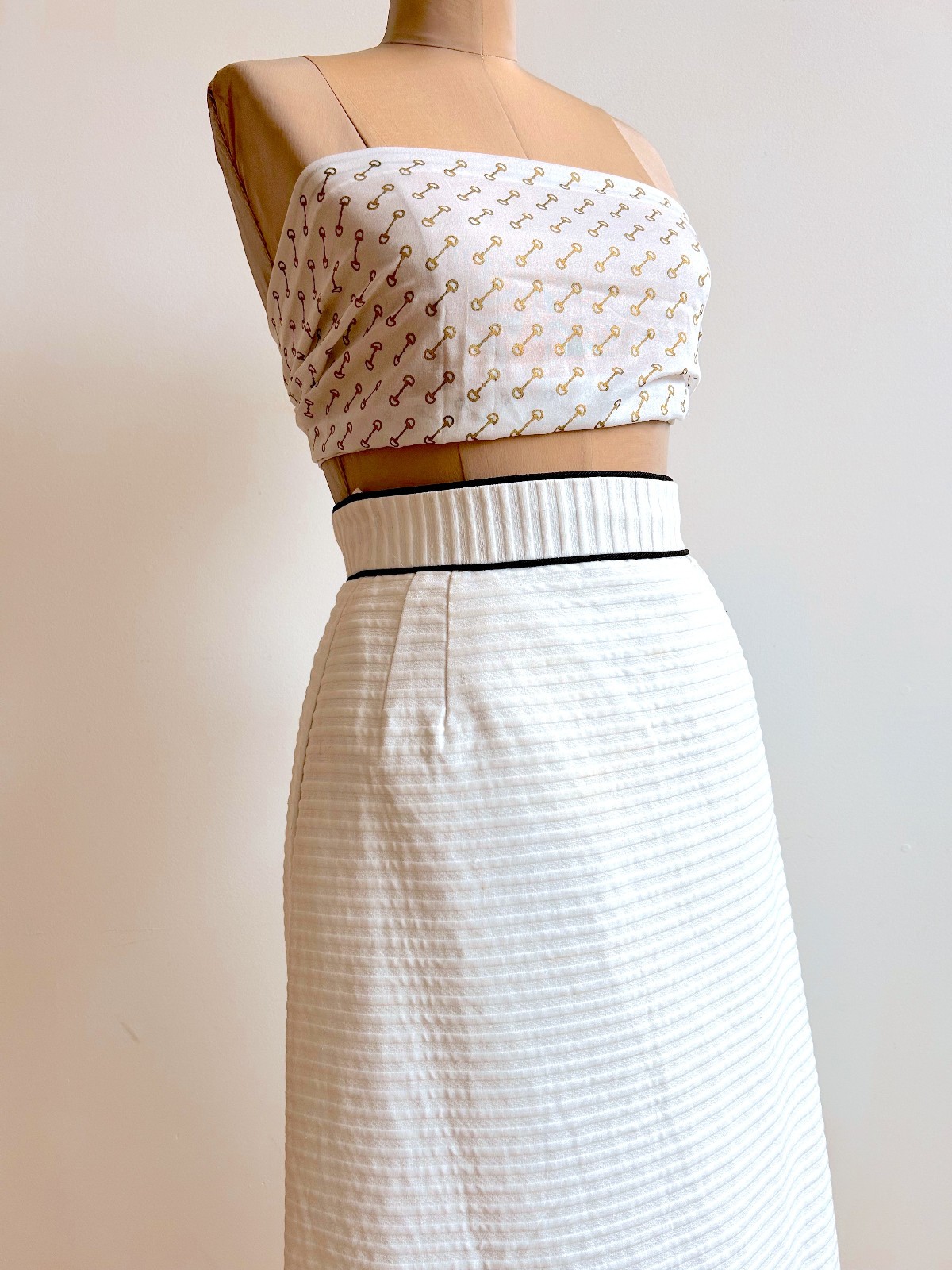 Vintage 1960s 70s Preppy Mod Hostess Maxi Skirt Palm Royale Black/ White sz S