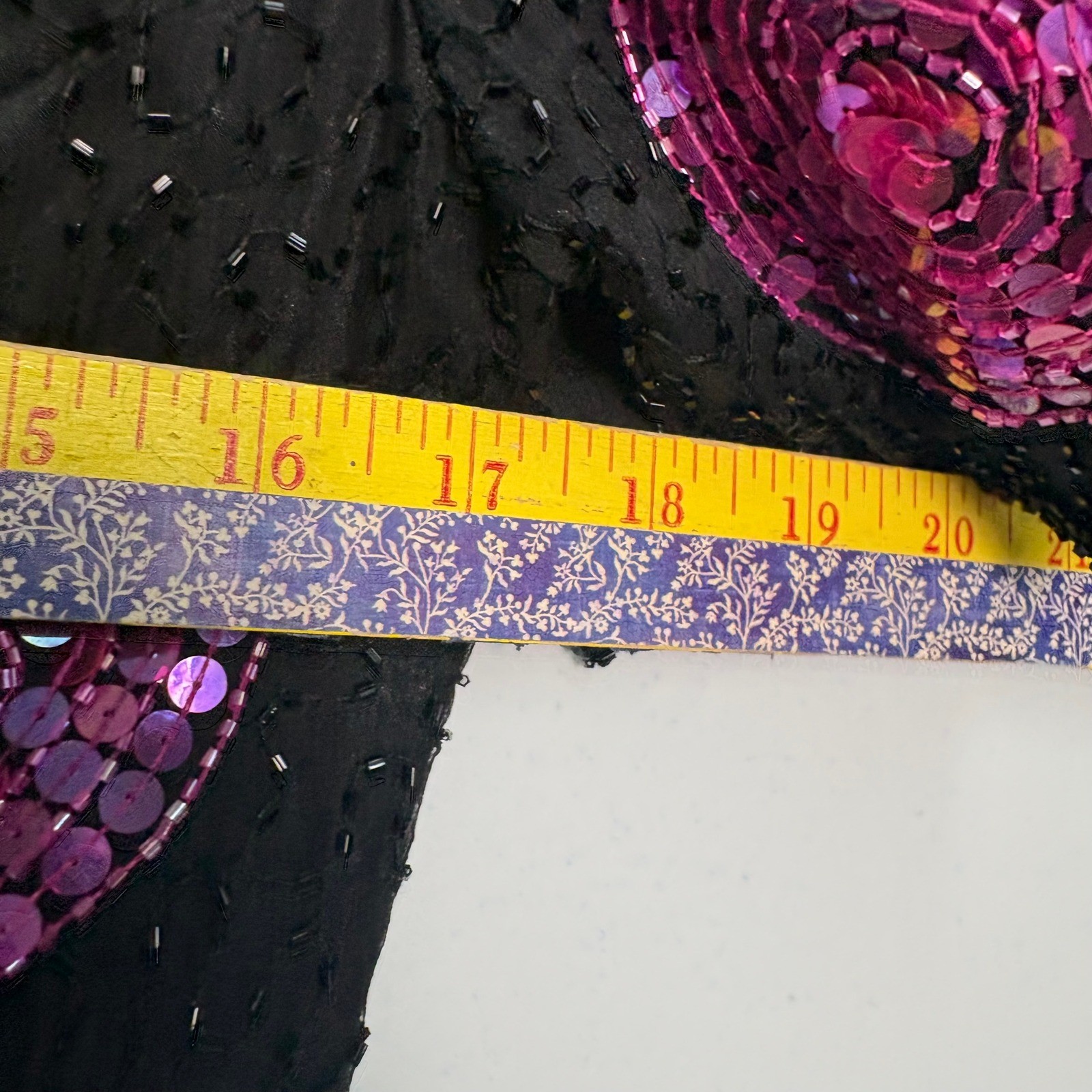 Vintage Silk Beaded Sequin Polka Dot Dress Black Multicolor Short Sleeve Size 8