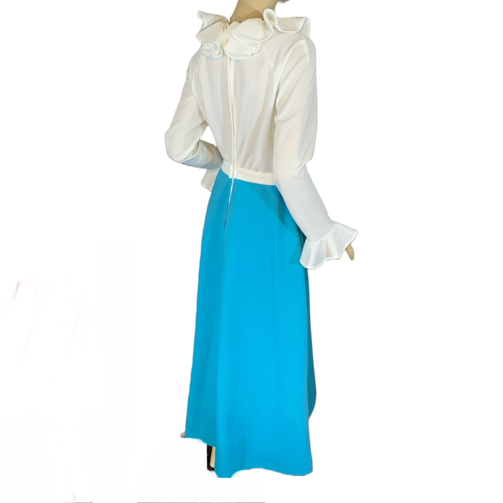 Women’s Blue & white Vintage 1970’s Unbranded Handmade Maxi Dress Sz s/m
