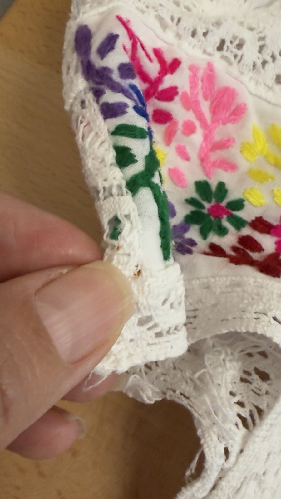 Vintage Mexican White Floral Embroidered Peasant Dress Pintuck Cottagecore Boho