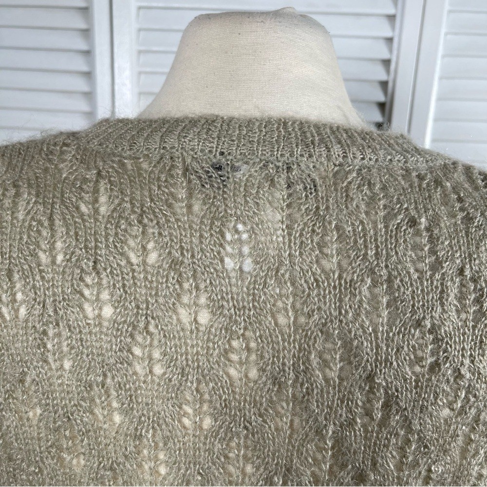 Jones & Co Vintage Mohair Blend Sweater Beige Fuzzy Knit 80s 90s Size L.
