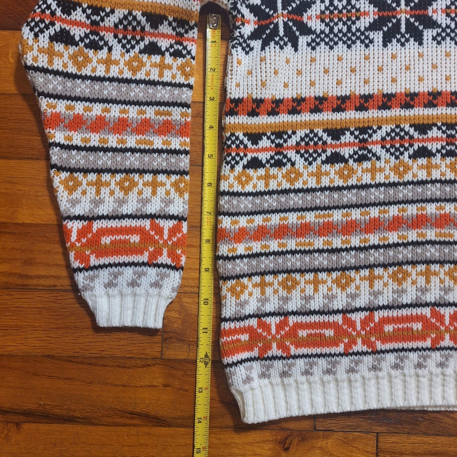Vintage 80’s Croquet Club Multi Pattern Sz M Mock Turtleneck Acrylic Sweater