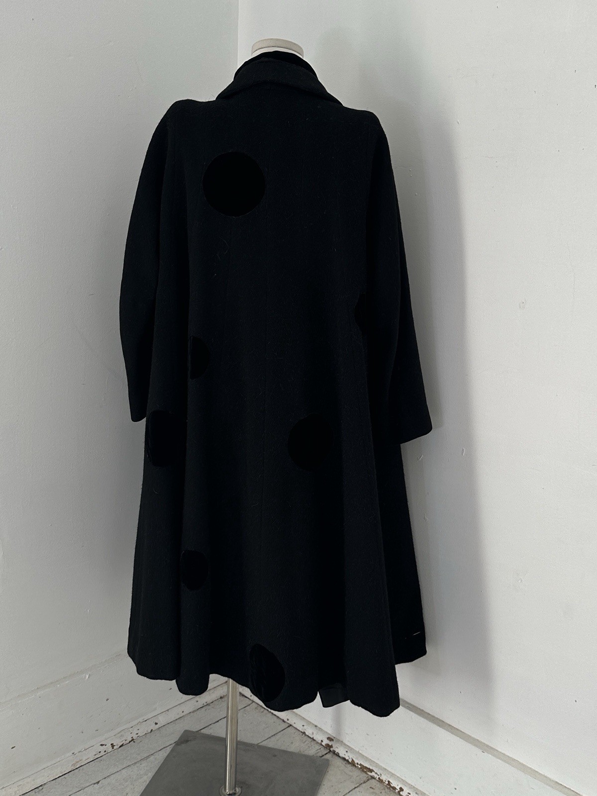 Vintage 50s Lilli Ann Wool Mohair Velvet Polka Dot swing Coat