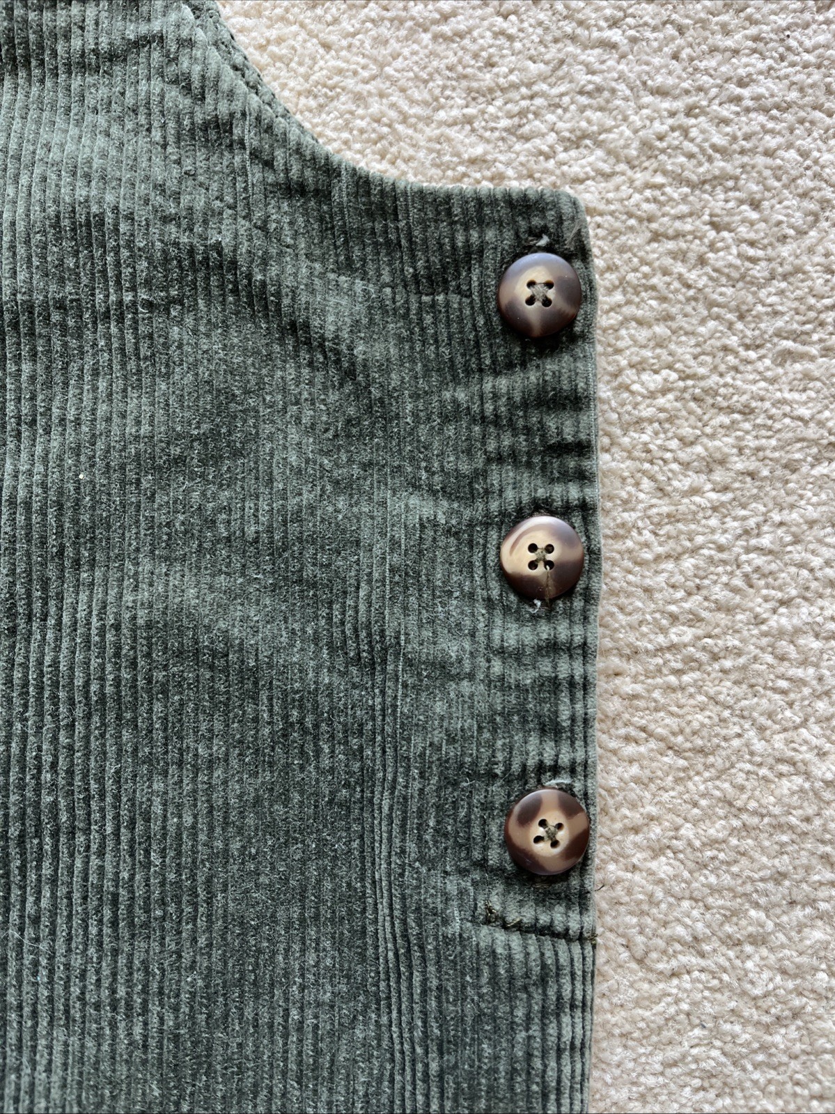 Eddie Bauer VTG vintage Corduroy Mini Overall Dress Size M Hunter Green Jumper
