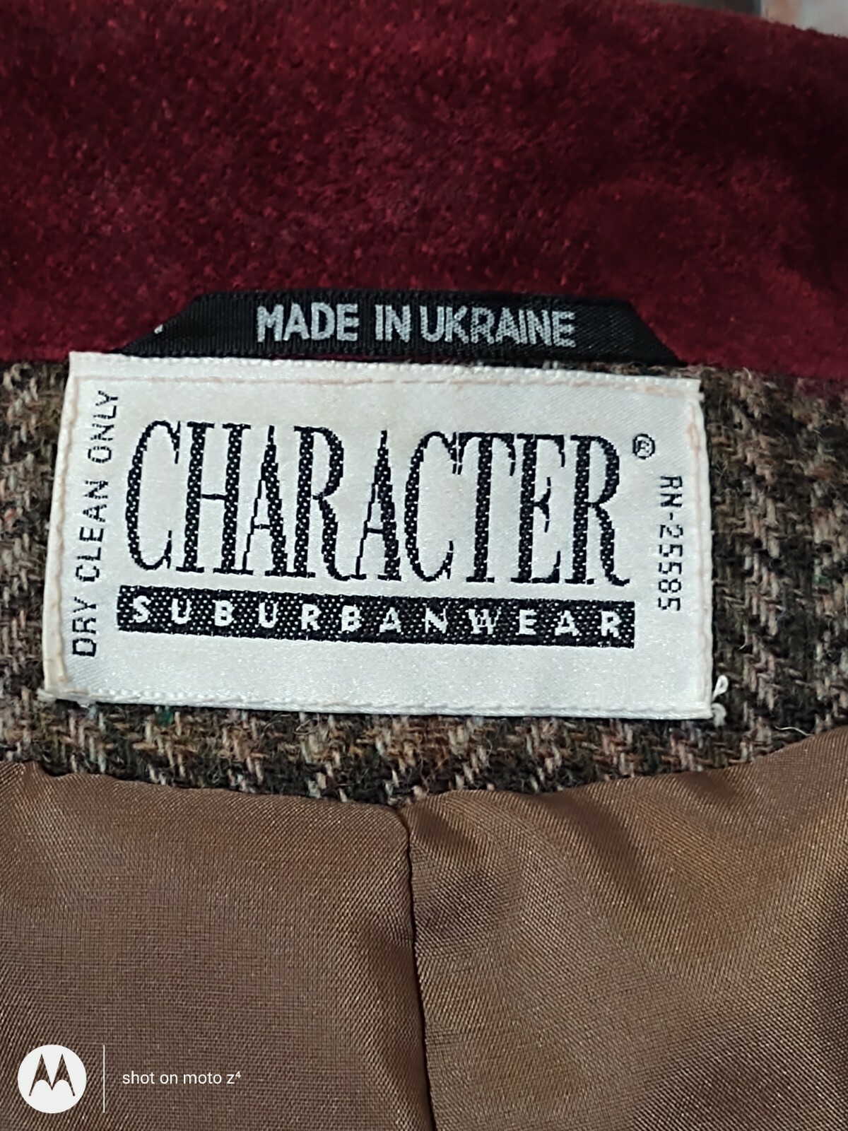 VINTAGE CHARACTER SUBURBAN WEAR WOOL TWEED SUEDE BLAZER JACKET MAROON GREEN sz16