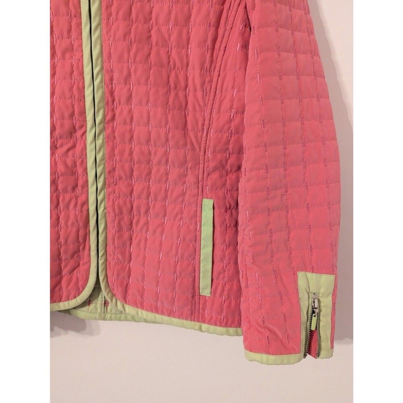 Vintage 80’s Carlisle Size 6 Jacket Quilted Hot Pink and Green Prep Preppy