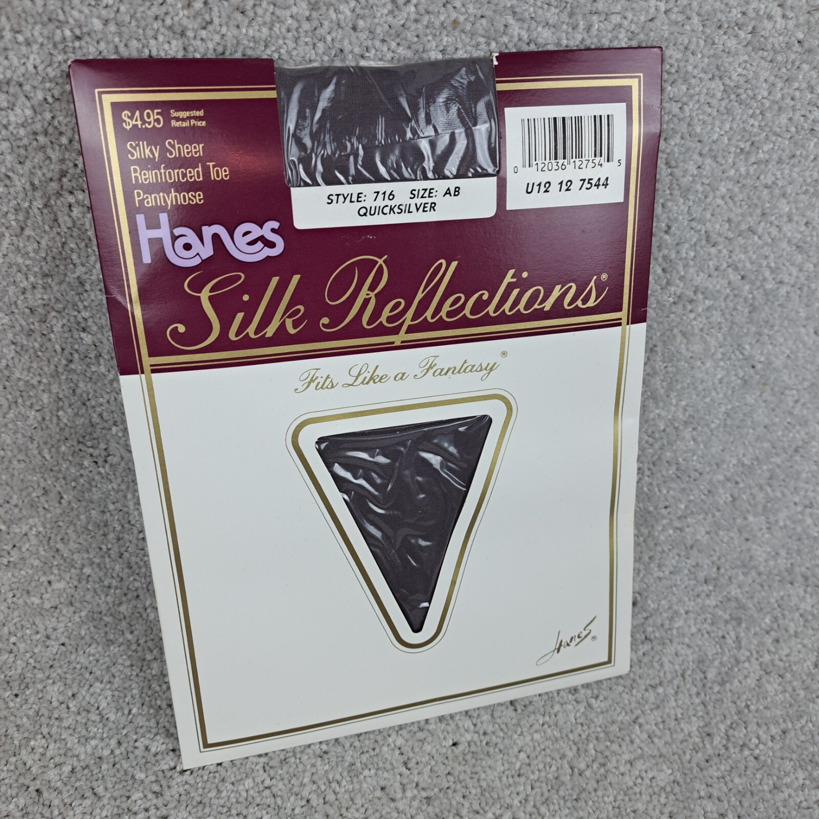 Hanes Silk Reflections Size AB Vintage Pantyhose Quicksilver Style 716 Reinforce