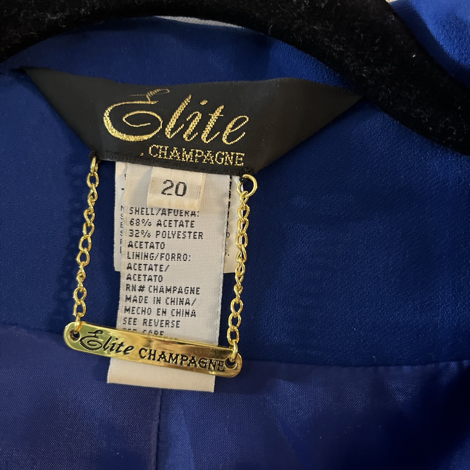 Vintage Elite Champagne Royal Blue Women Size 20 Blazer Embellished Gorgeous