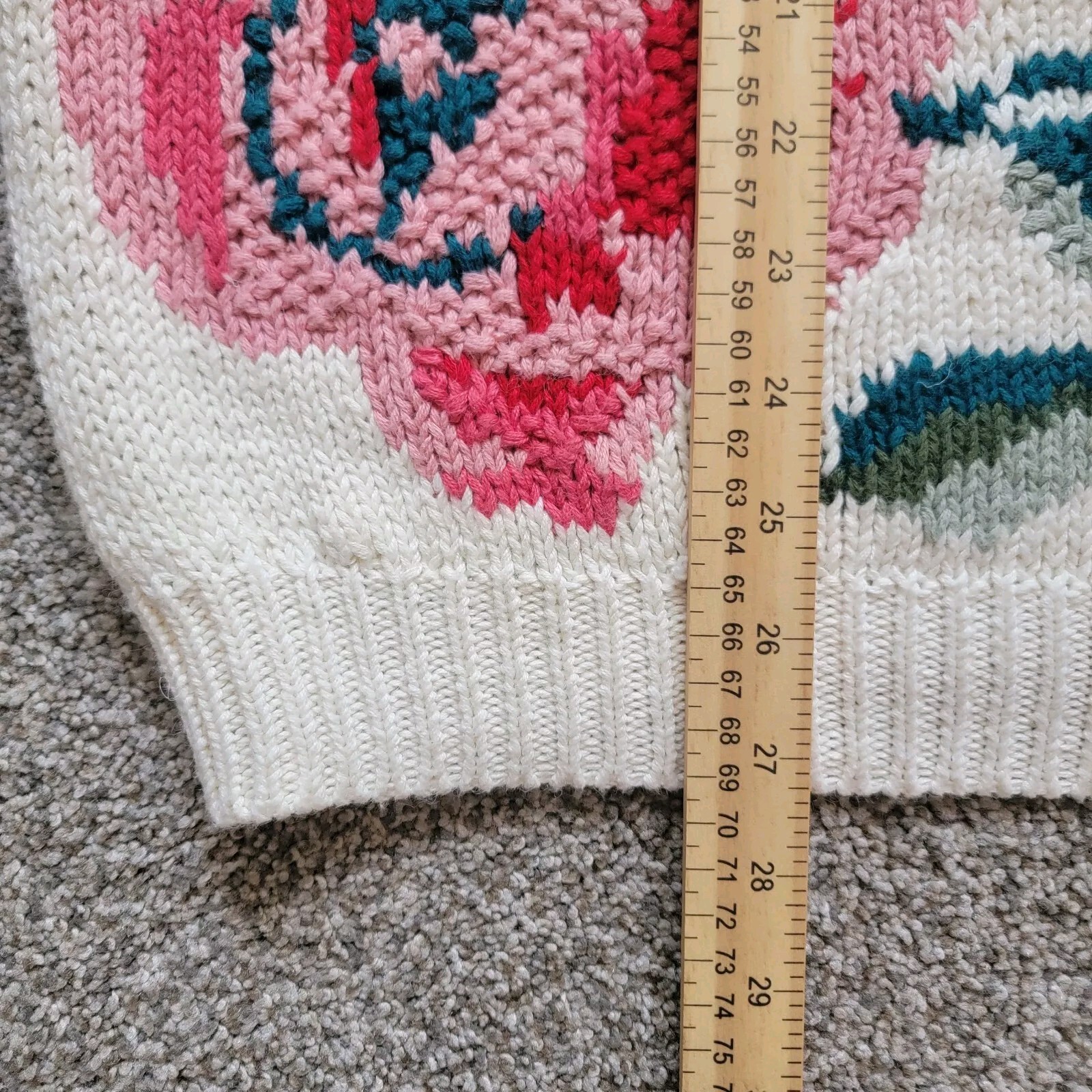 Vintage 80s Womens Work In Progress By Gladys Bagley Roses Sweater Size Large