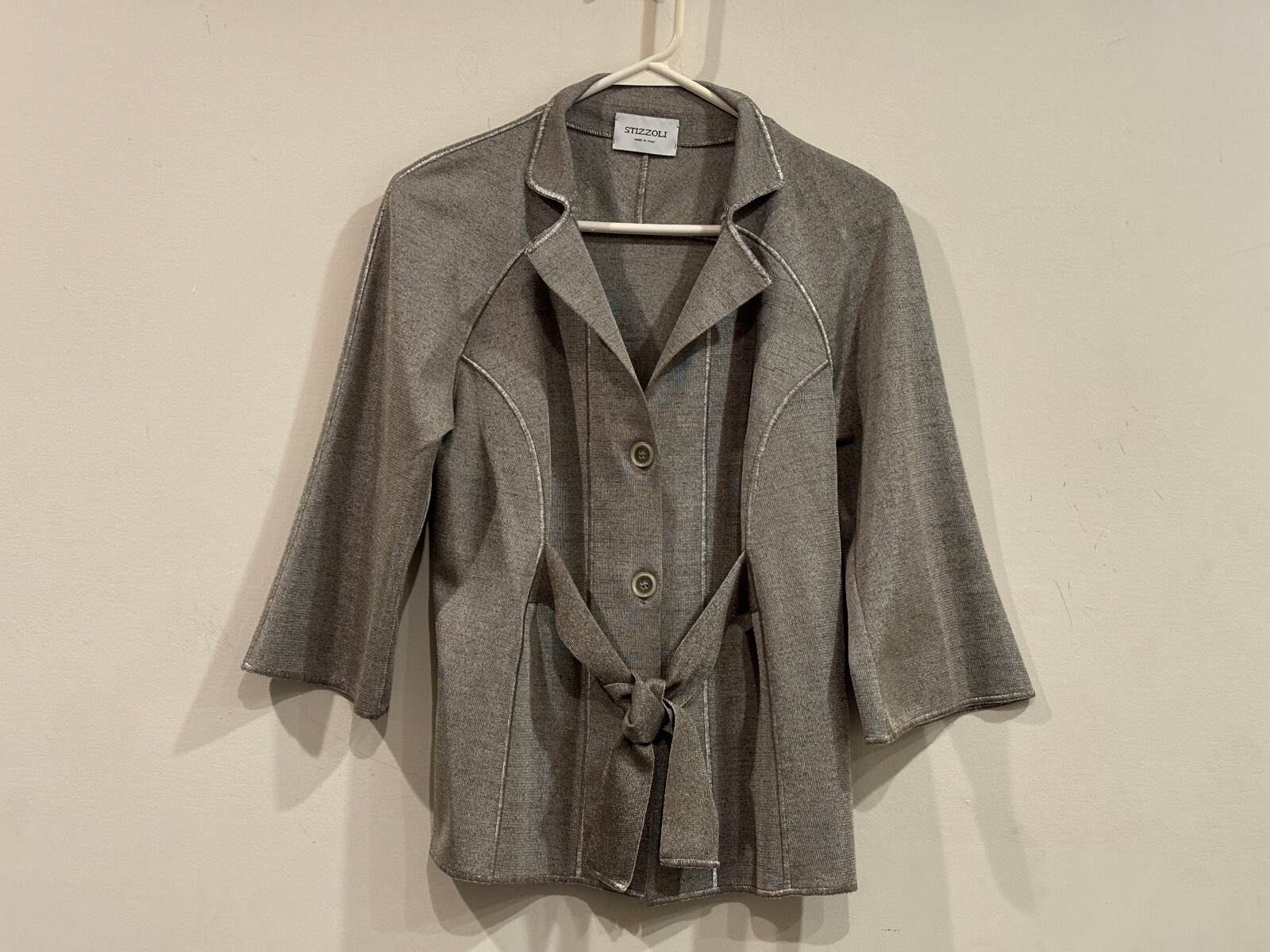 Vintage Stizzoli Silver Gray Polyester & Cotton Jacket Made in Italy – 42