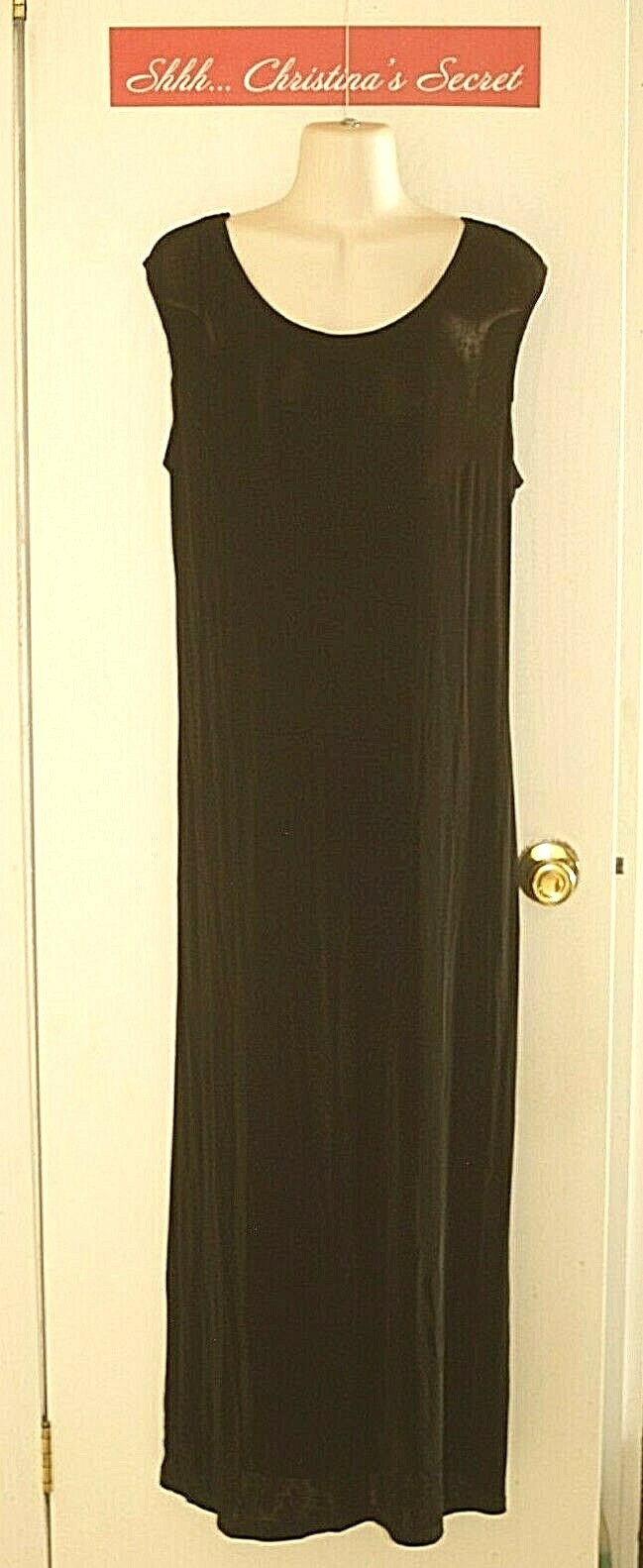 VINTAGE R and M RICHARDS Dress Long Black Maxi Sleeveless Stretch L-XL(12-14-16)