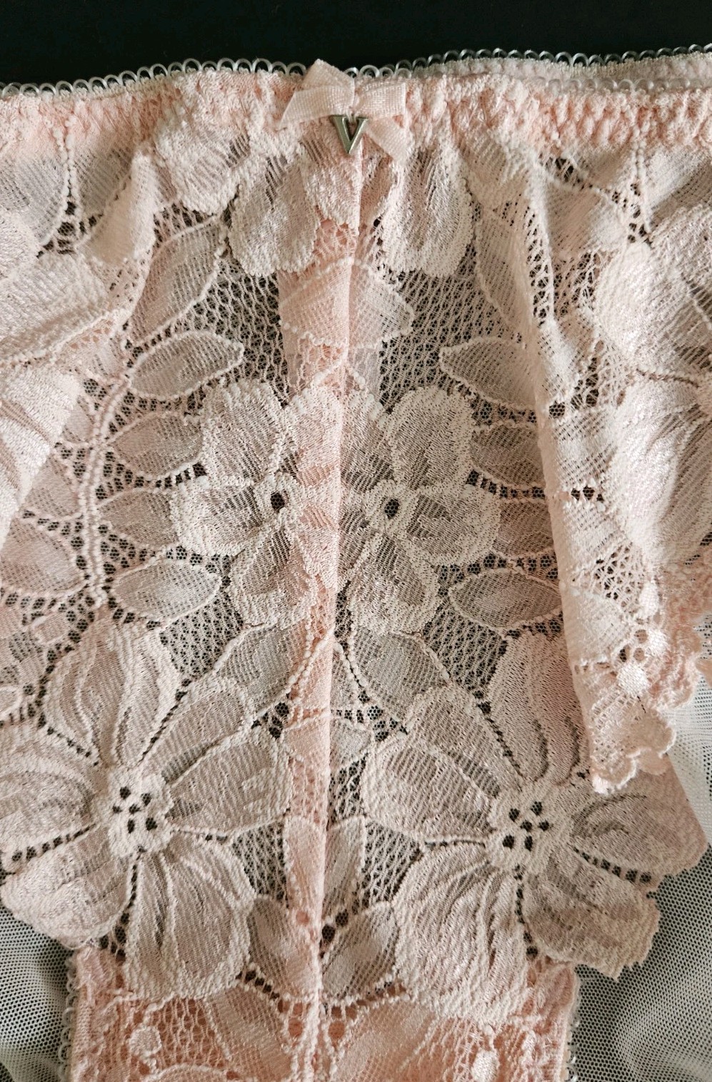 Vtg 90s Victorias Secret Lace Mesh Hi Cut Leg Medium Pink High Cut Panties NEW 2