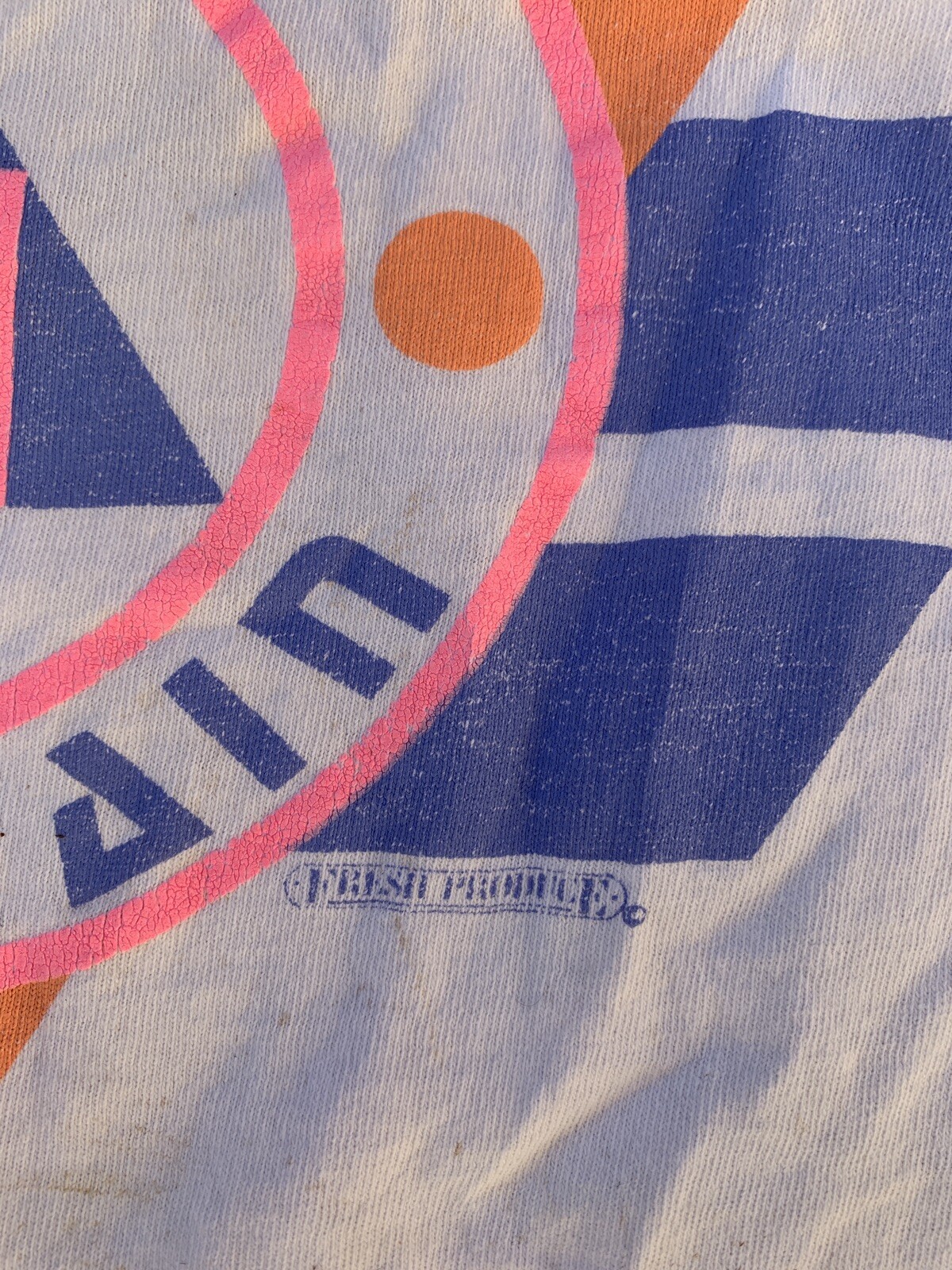 Vintage June Mountain T Shirt 80s Geomeric Neon Graphics Distressed Worn Holes