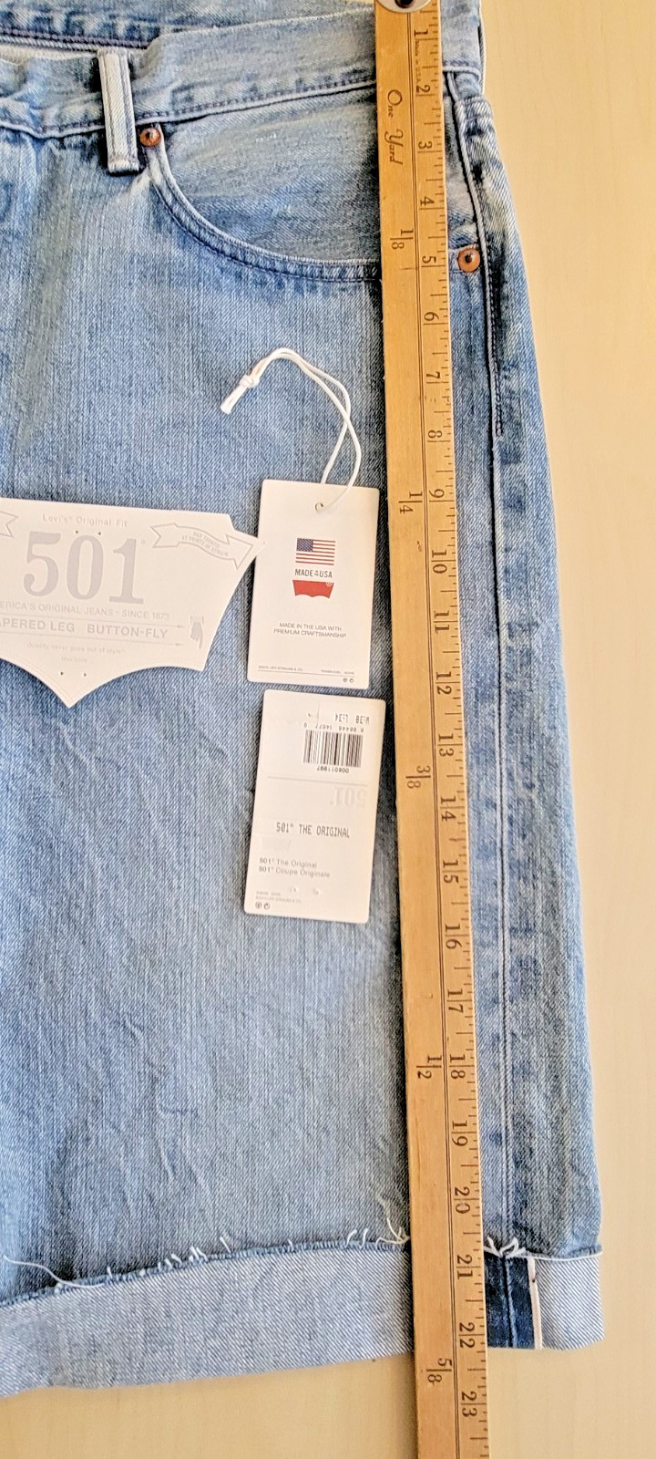 Levi’s 501 Selvedge Redline Made in USA Cut Off Shorts SZ 38X24’5