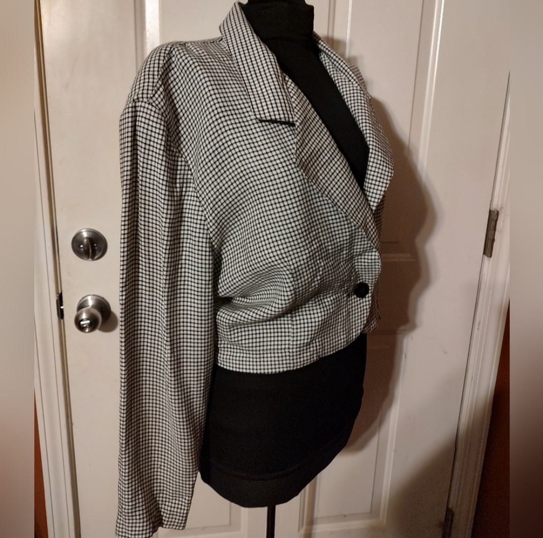 🍒🤍🍒 Awesome 80’s Vtg Nordstrom Black & White Checkered Tailored Jacket – M