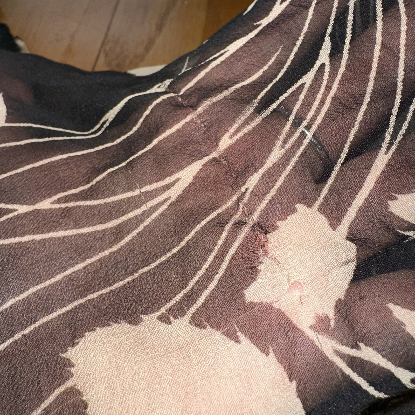 VTG Y2K Beaded Silk 3/4 Sleeve Sheer Top Cardigan Ethereal 90s Grunge Babydoll