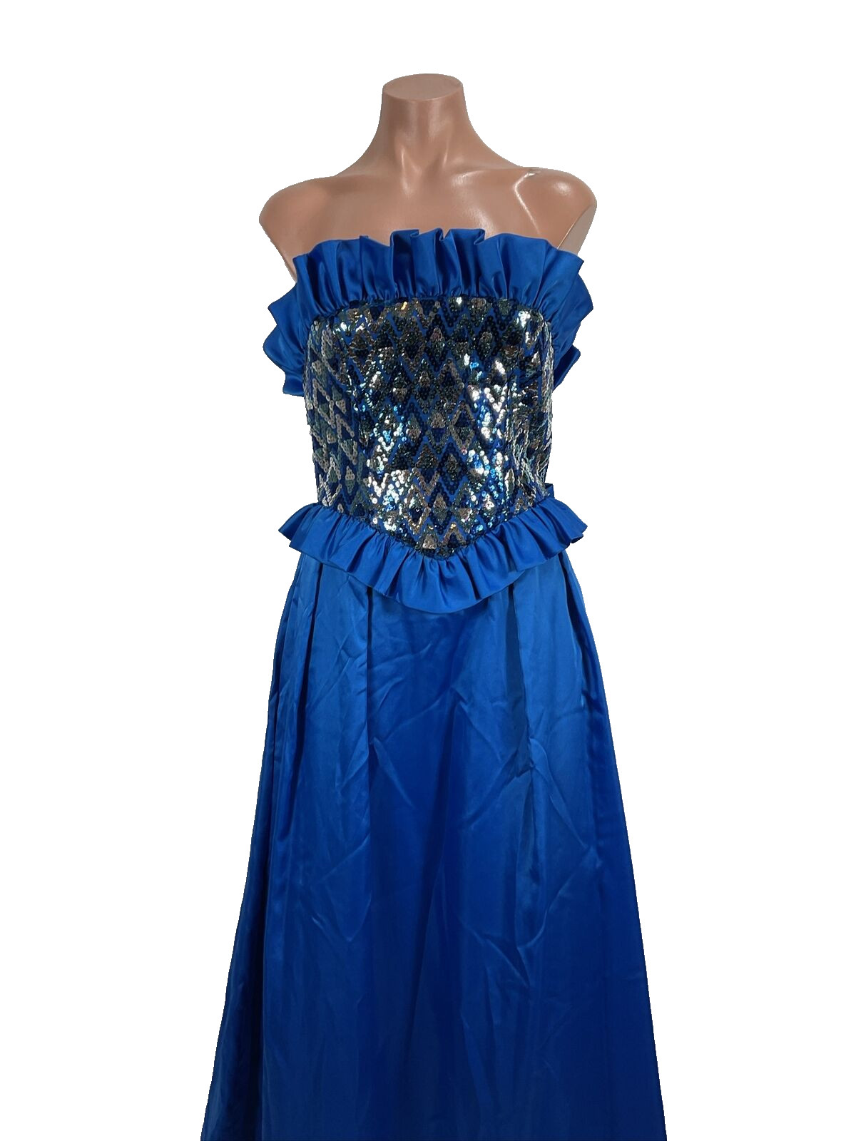 Vintage 80s VICTOR COSTA Sakowitz Crisp TAFFETA Sequin Ball GOWN Formal Dress 4