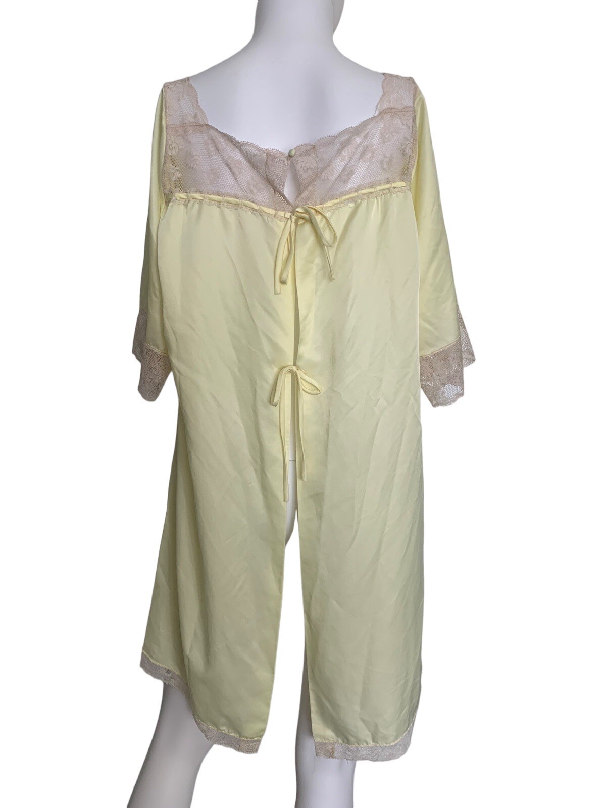Vintage Corhan Noumair Small Yellow nightgown Nylon Lace Negligee Cottage Core
