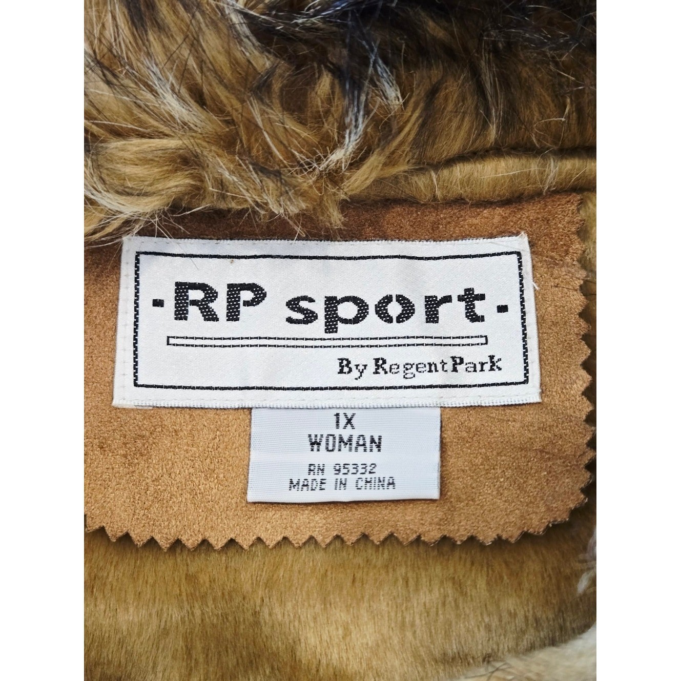 Vintage RP Sport Faux Fur Suede Jacket Brown Boho Penny Lane size 1X Western y2k