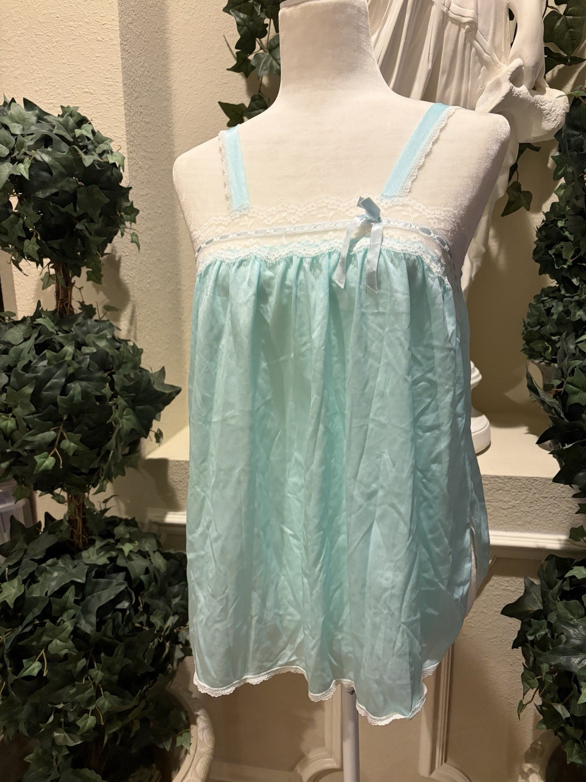 Vintage 70s/80s Undercover Wear Nylon Babydoll Sleep Top Made In USA Size Small