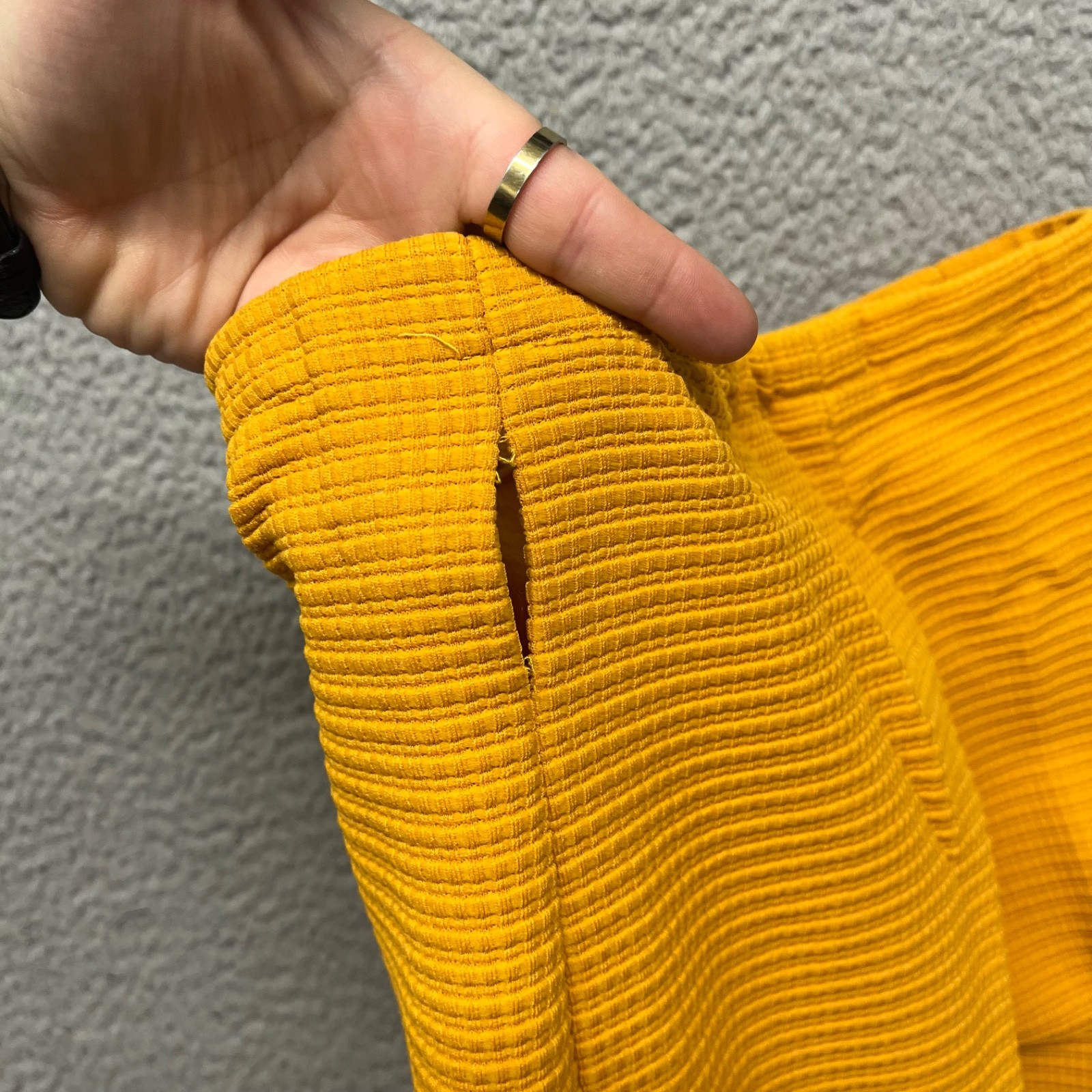 60’s Leisure Pant Set Womens S Marigold Yellow Textured Dacron Polyester 70’s