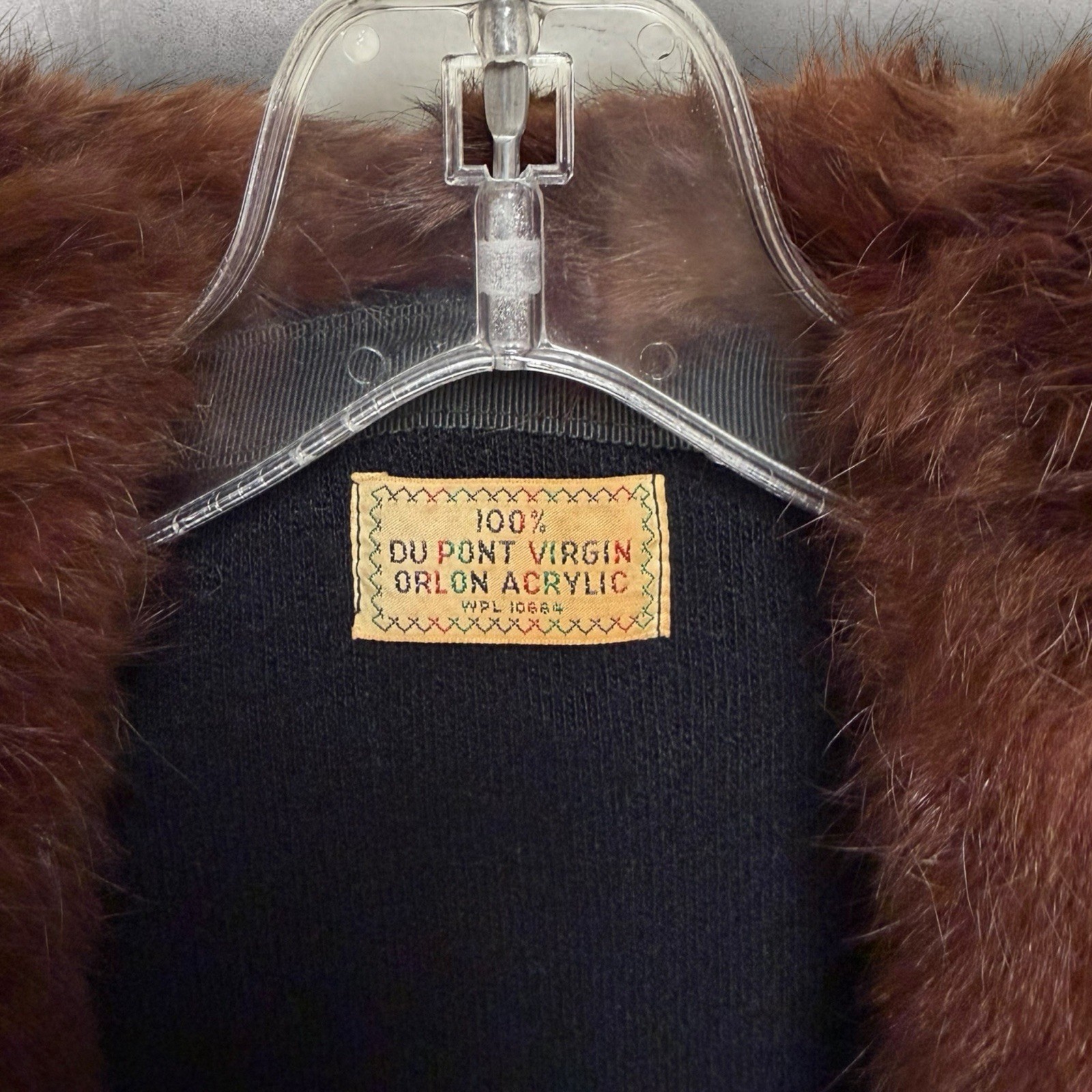 Vtg 50’s Du Pont Orlon Black Cardigan REAL MINK FUR Collar & Pearl Buttons S/M