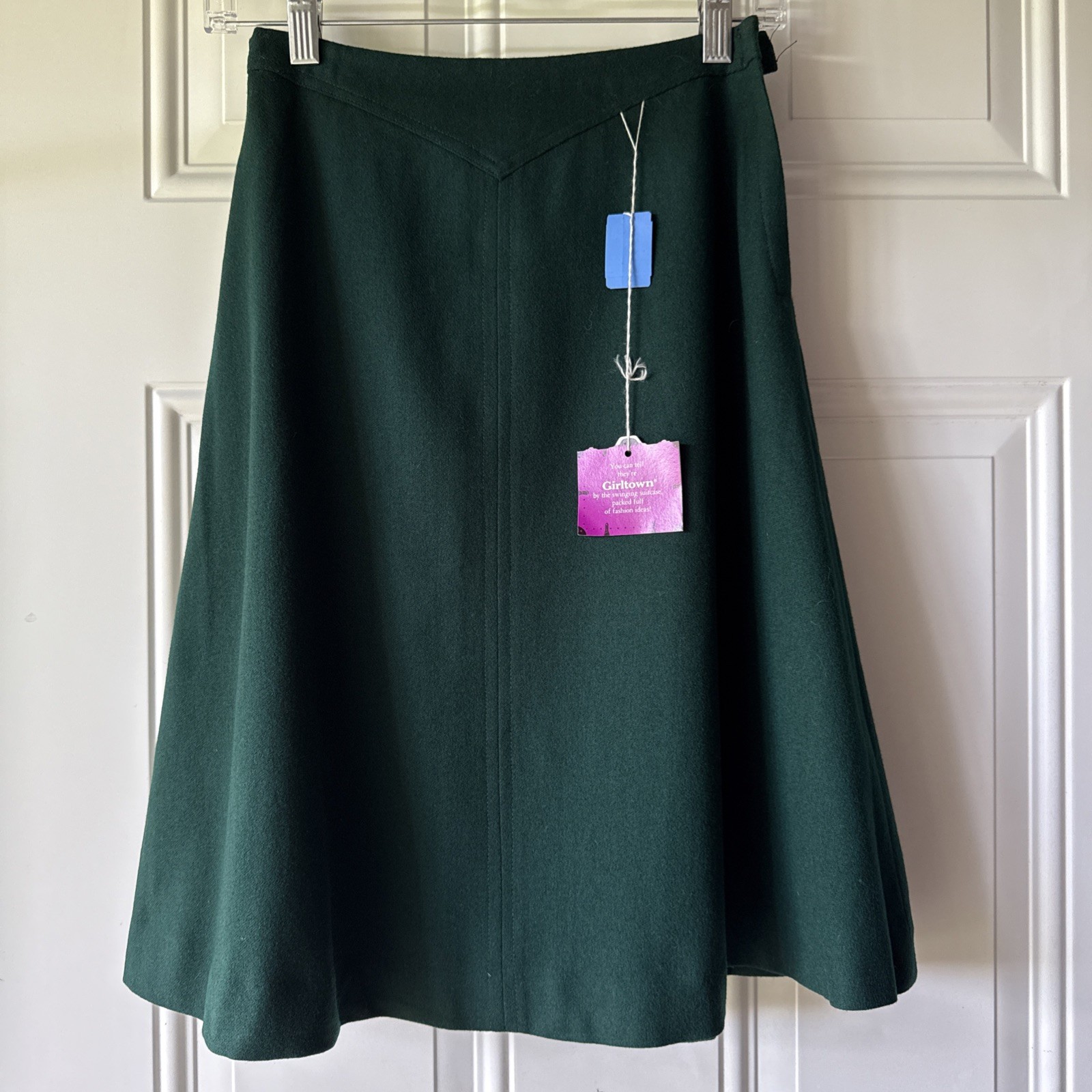 VTG Tagged Size 14 Girltown 100% Wool Dark Green Skirt