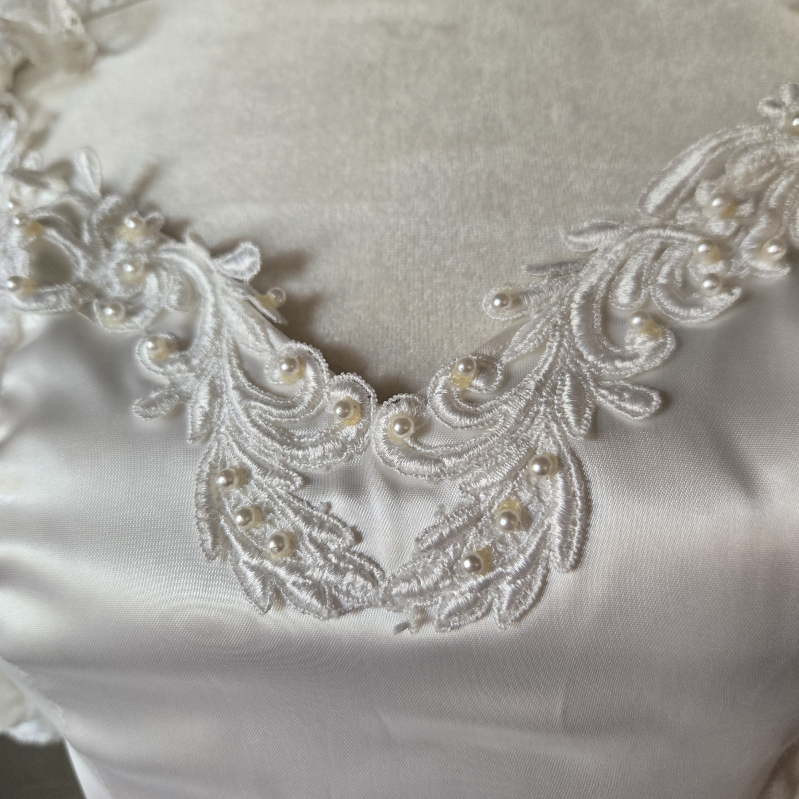 Vtg 80s Romantic Princess Diana Theme Wedding Gown, 4/S, Satin & Lace, Bustle