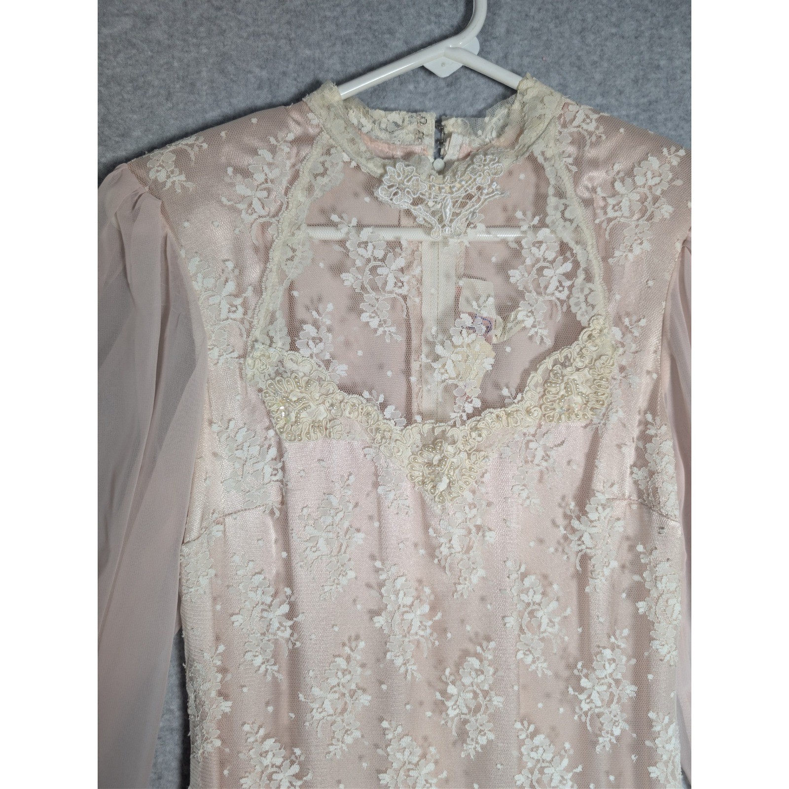 Susan Lane Country Elegance Dress Womens 12 Pink Vintage Lace Tiered Maxi
