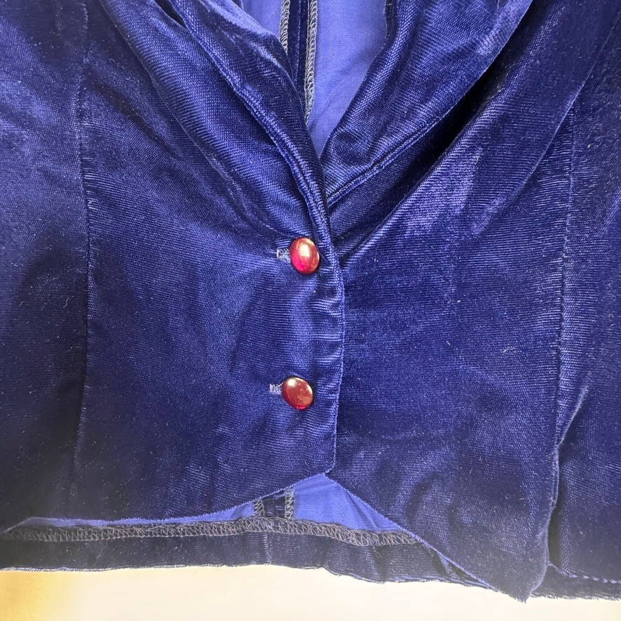 Vintage Gunne Sax Jessica McClintock Blue Velvet Cropped Jacket Puff Sleeve 13