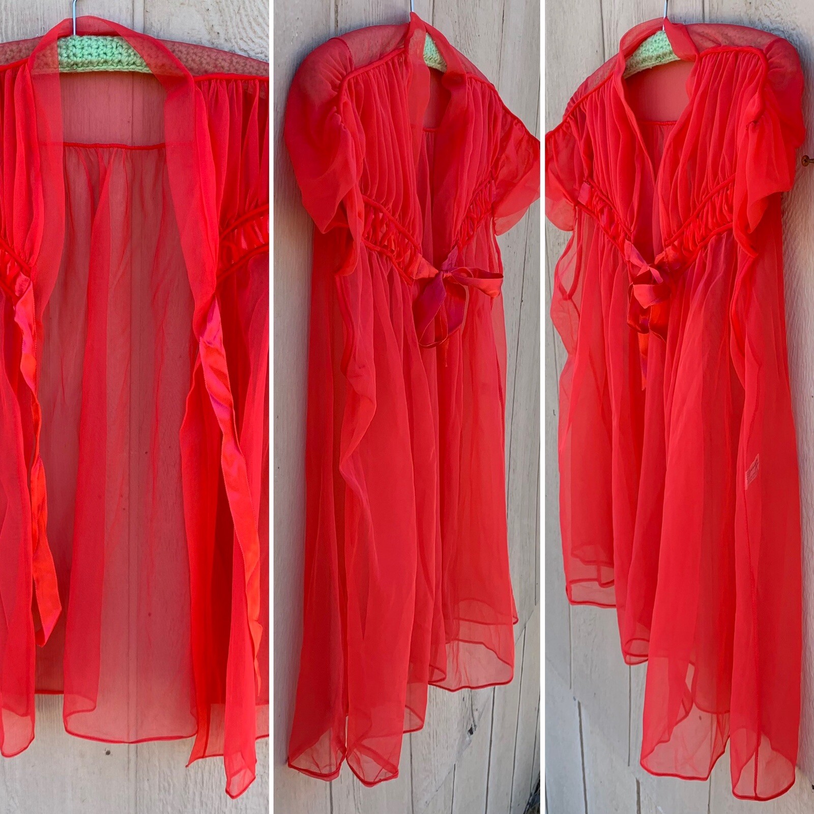vintage Padora Lingerie made in California sheer nylon bed jacket lingerie top M