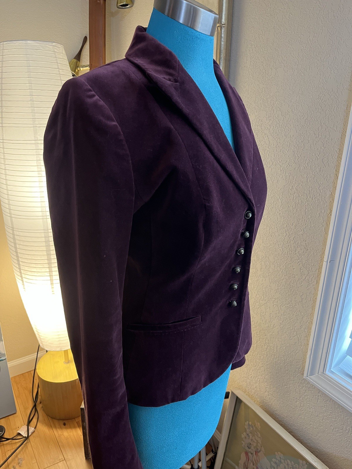 Tahari Port Wine Velvet Victorian Revival Jacket Coat Fitted