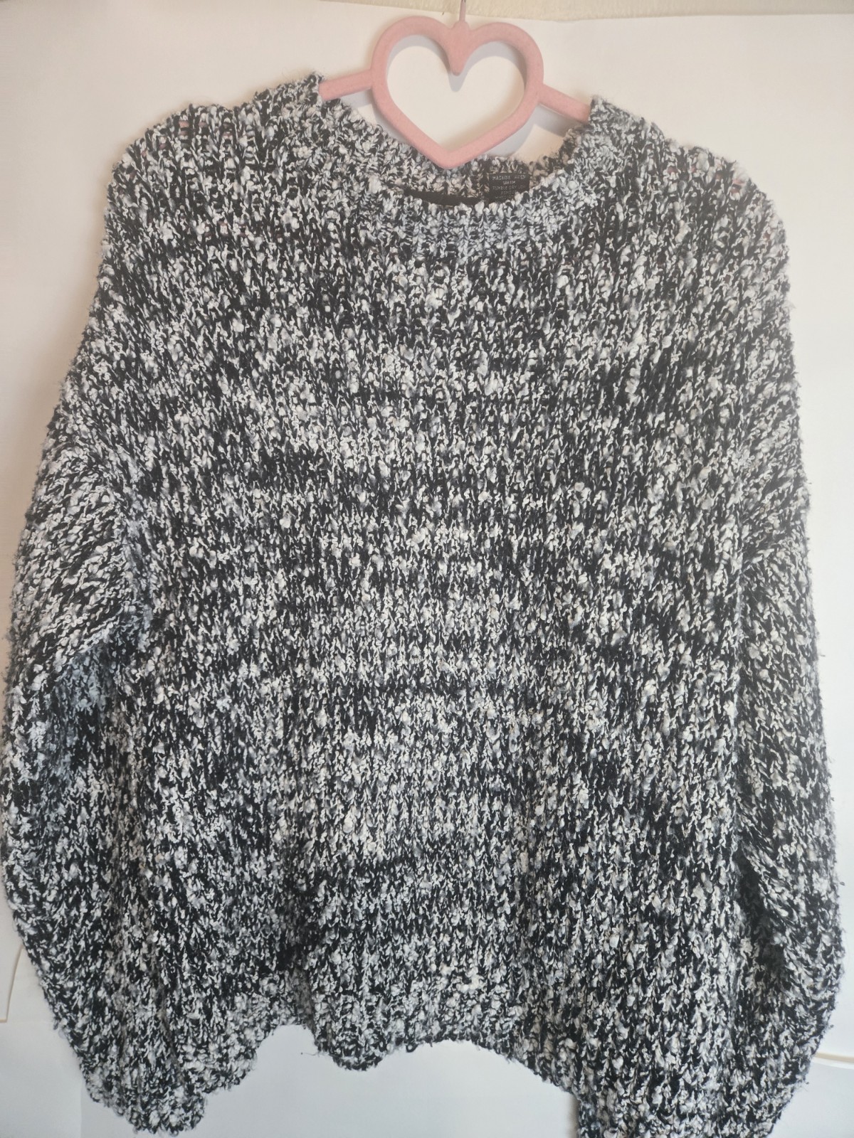 Vintage 90s Street Scenes Sweater Chunky Ladies Medium Loose Knit Black White