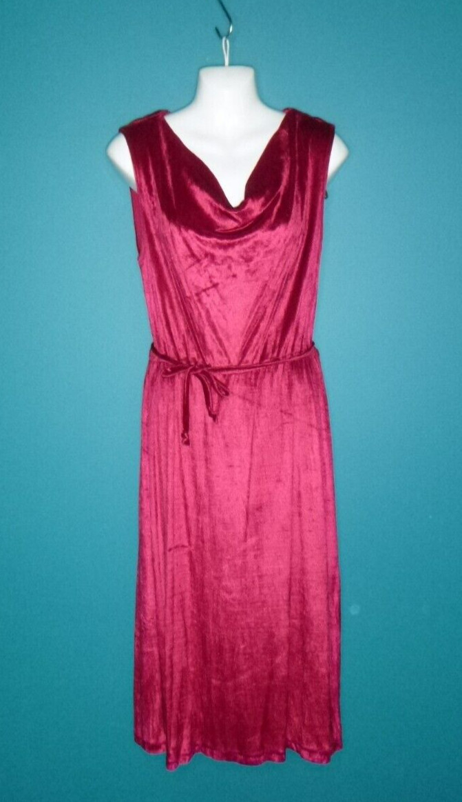 Vtg 70’s Deep Red Knit Velour Wiggle Dress Draped Neck Sz 11/12