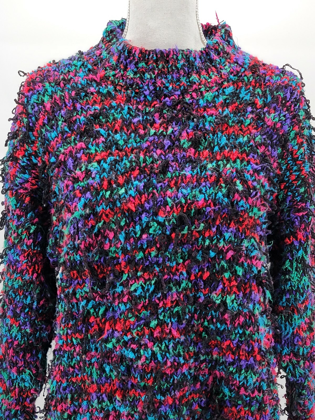 Stefano World Wide One Size Fits All Acrylic Knit Black Blue Pink Green Sweater
