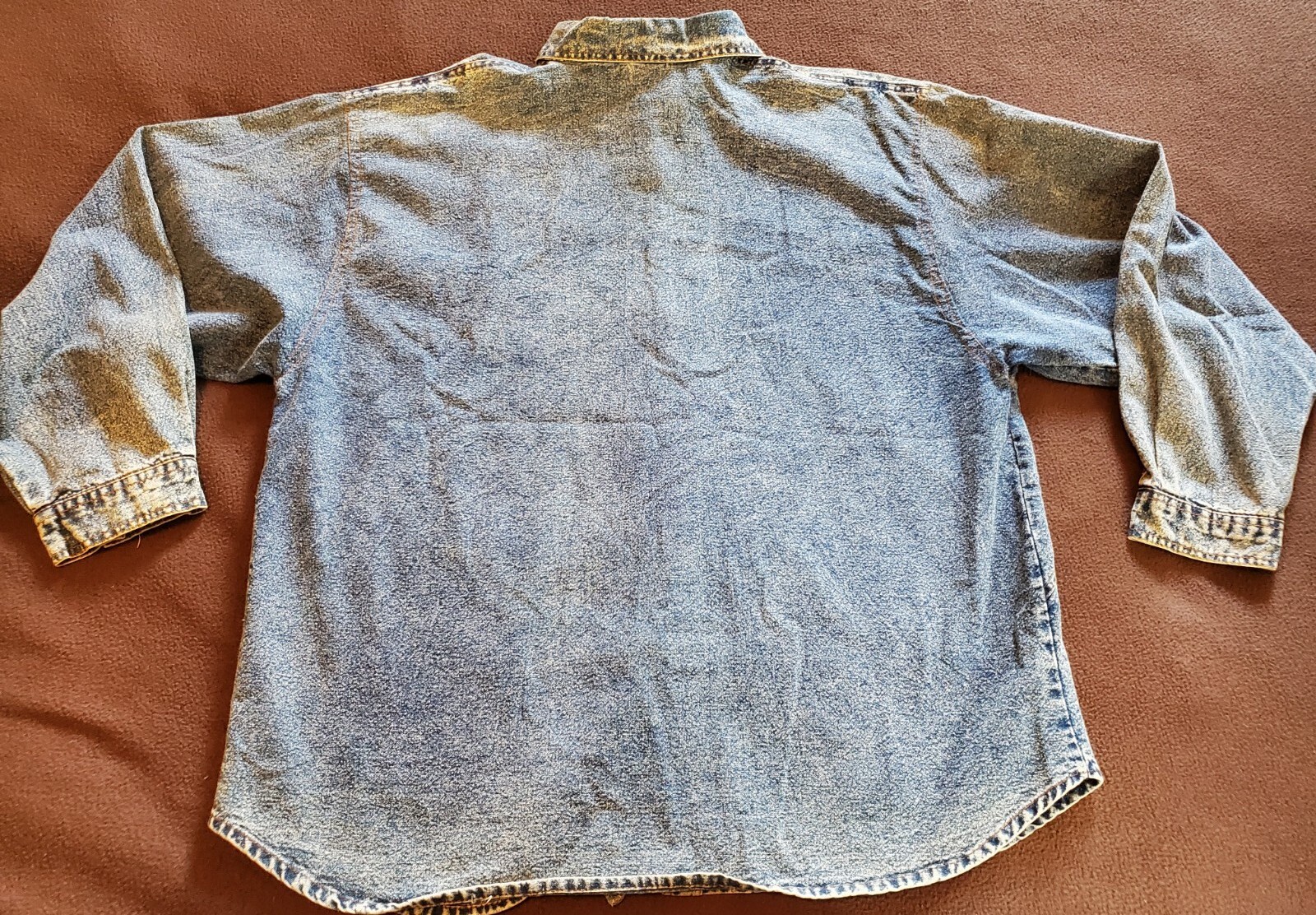 VTG 80s Denim Pretty Bleu Bedazzled Floral Button Long Sleeve Shirt Womens MED
