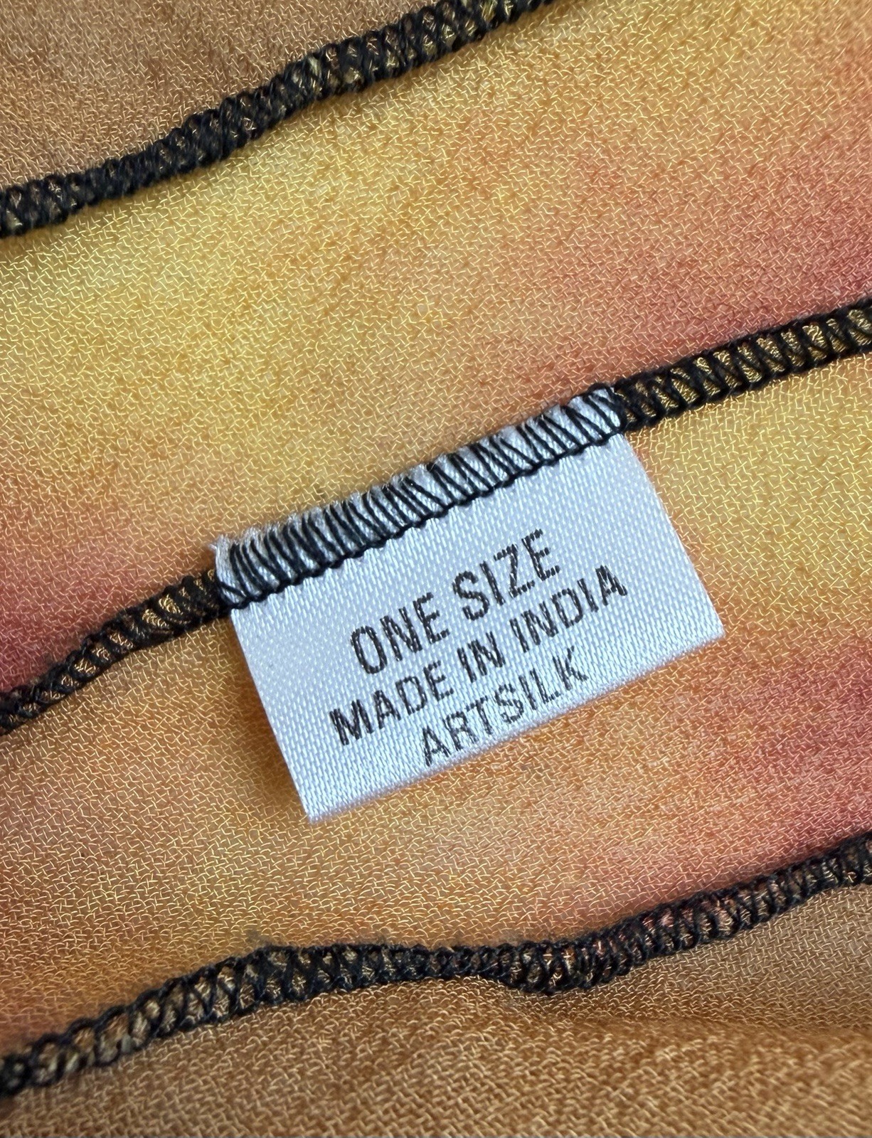 Vtg Sterling Styles Sunset Tie-Dye Batik Art Silk Kimono Top O/S Tie-Front Boho