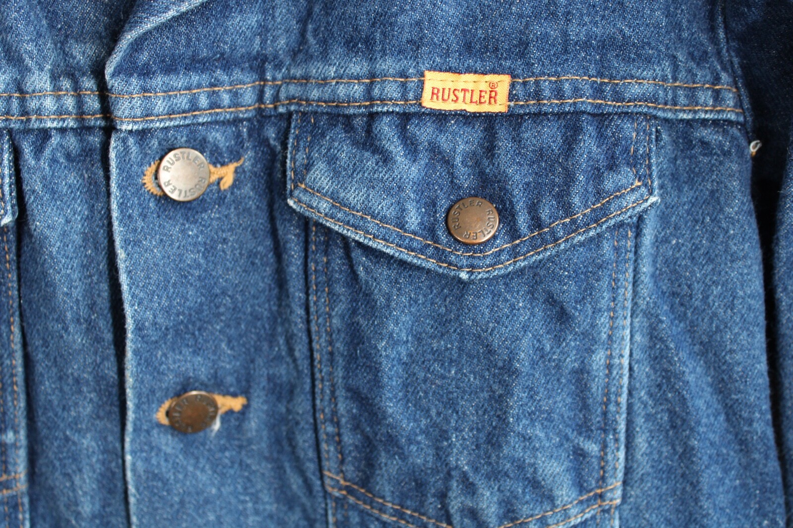 Vtg Rustler M Blue 13 oz Denim Jean Button-Front Jacket Unisex SJ2