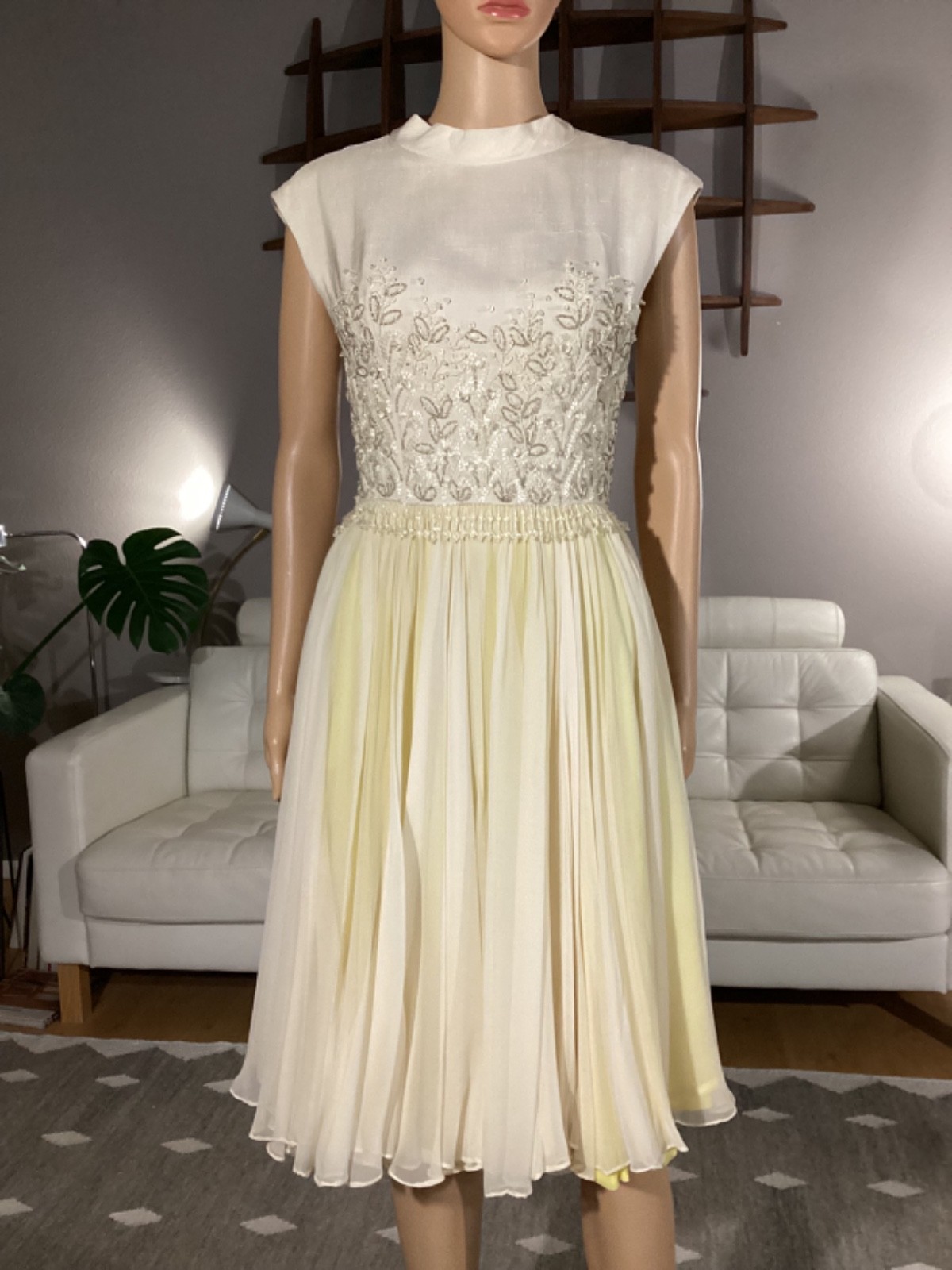 Vintage 1960’s PAT SANDLER Beaded Silk Chiffon Evening Party Cocktail Dress