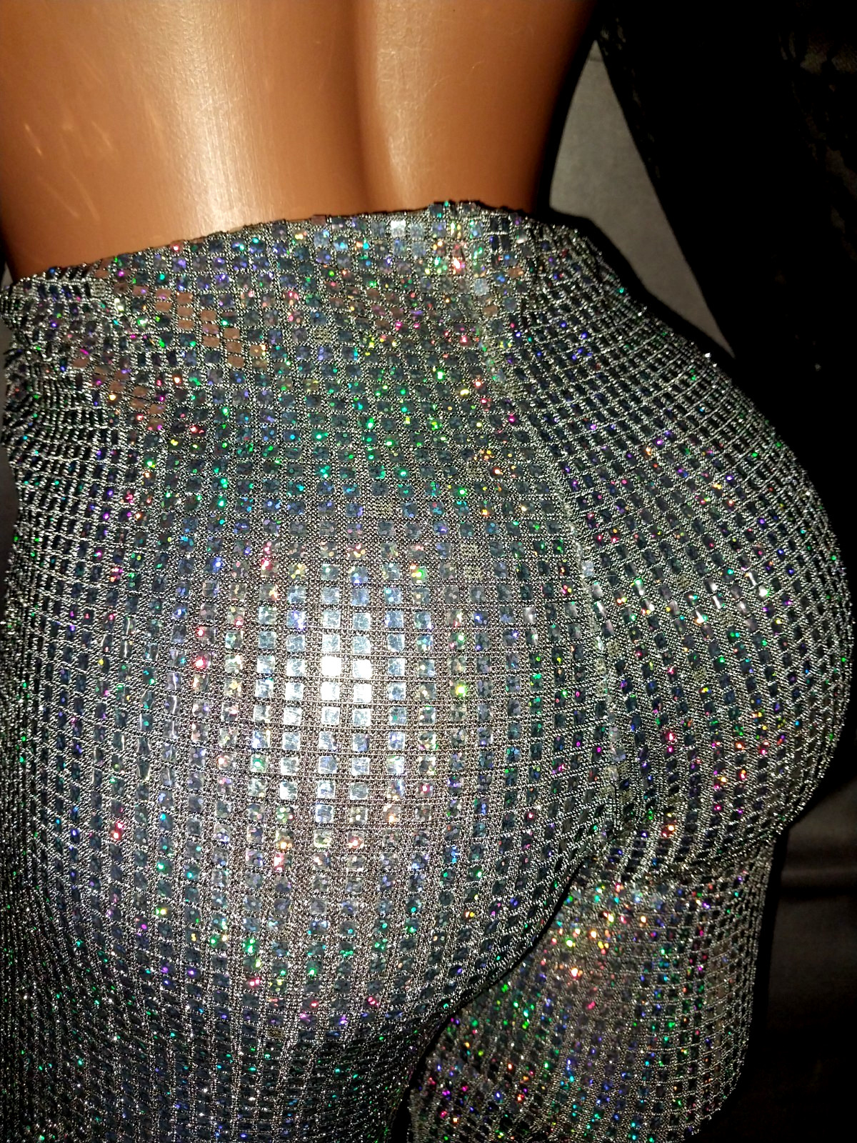 VTG SATIN SHINY CARNIVAL FLASHBULB HOLOGRAM SILVER DISCO SPANDEX FOIL PANTS