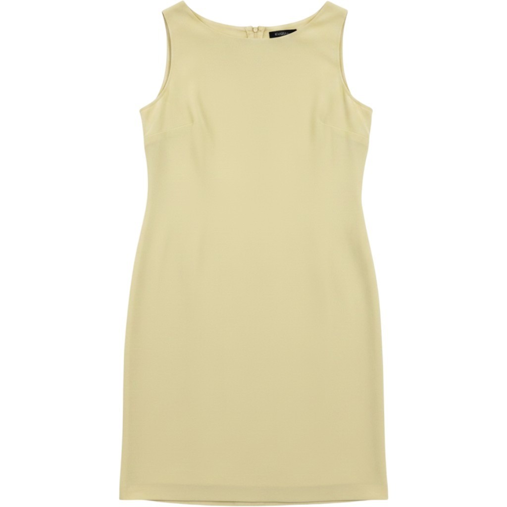 Vintage Dress Barn 100% Silk Shift Dress Yellow Size 10 Minimalist Sleeveless