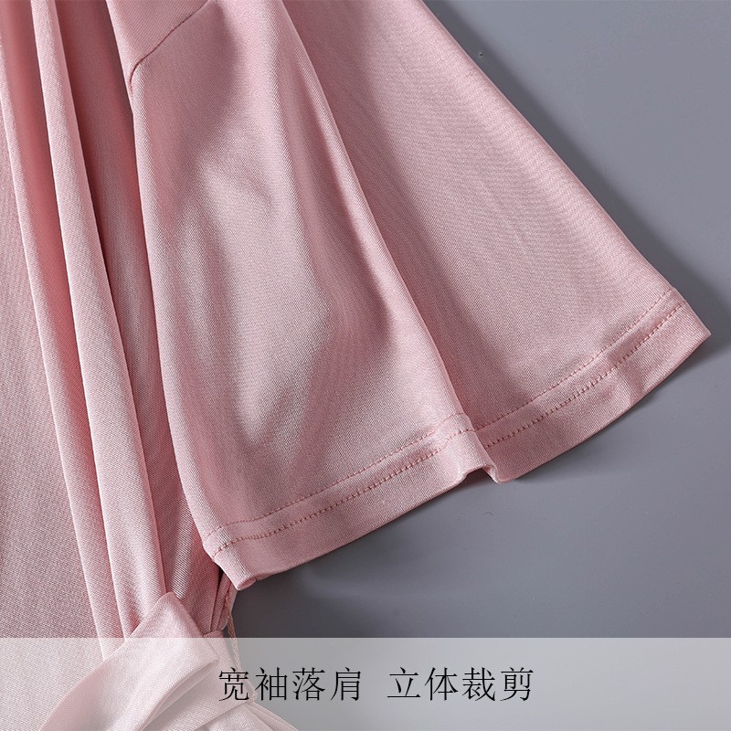 100silk Pajamas Women’s Thin Nightgown V-neck Tie Loungewear Nightdress Bathrobe
