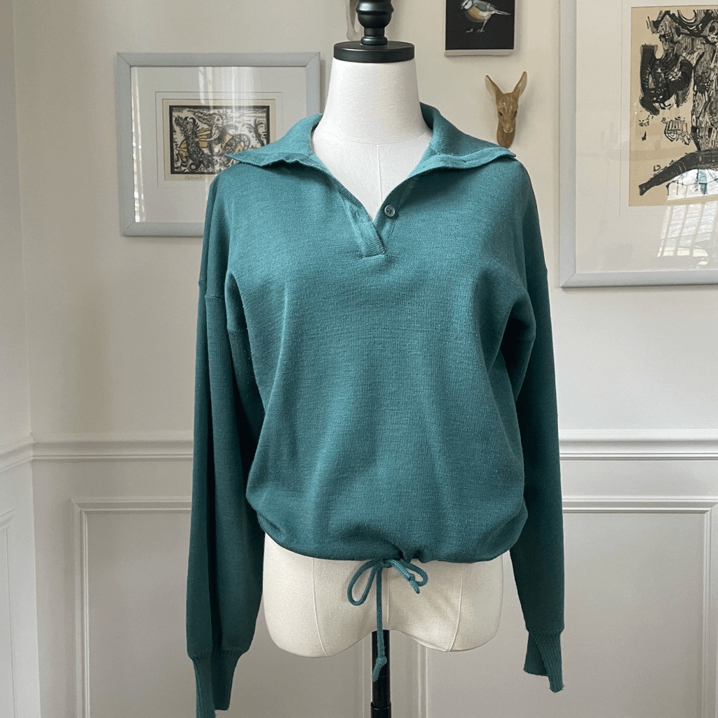 Vintage 70s l Ruffin Ruffinknit Cropped Sweater Green M